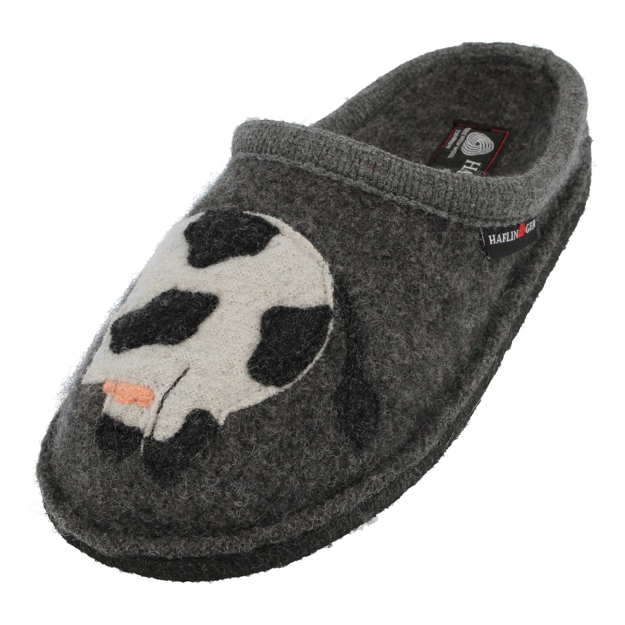Haflinger Flair Molly Pantoffeln aus gewalkter Wolle Kuhmotiv Unisex Hausschuh
