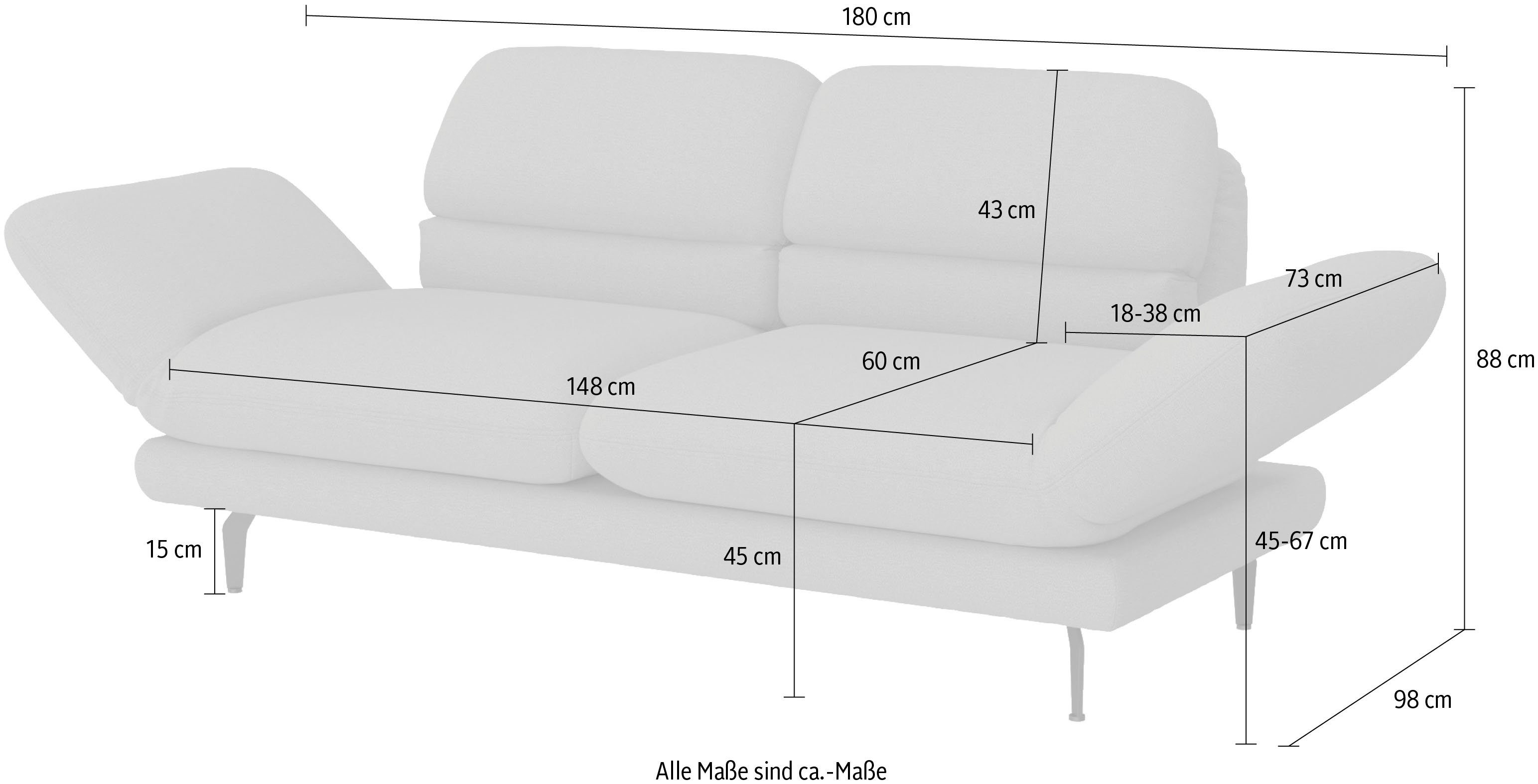 DOMO collection 2-Sitzer Padova, Armteilverstellung, wahlweise Drehfunktion Rückenverstellung auch und