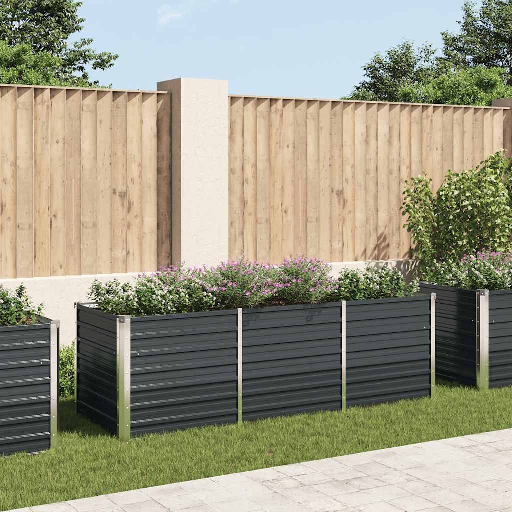 furnicato Hochbeet Großes Stahl-240x80x77 cm Anthrazit, Wetterfestes Gemüsebeet mit offener Unterseite für Ihre Terrasse