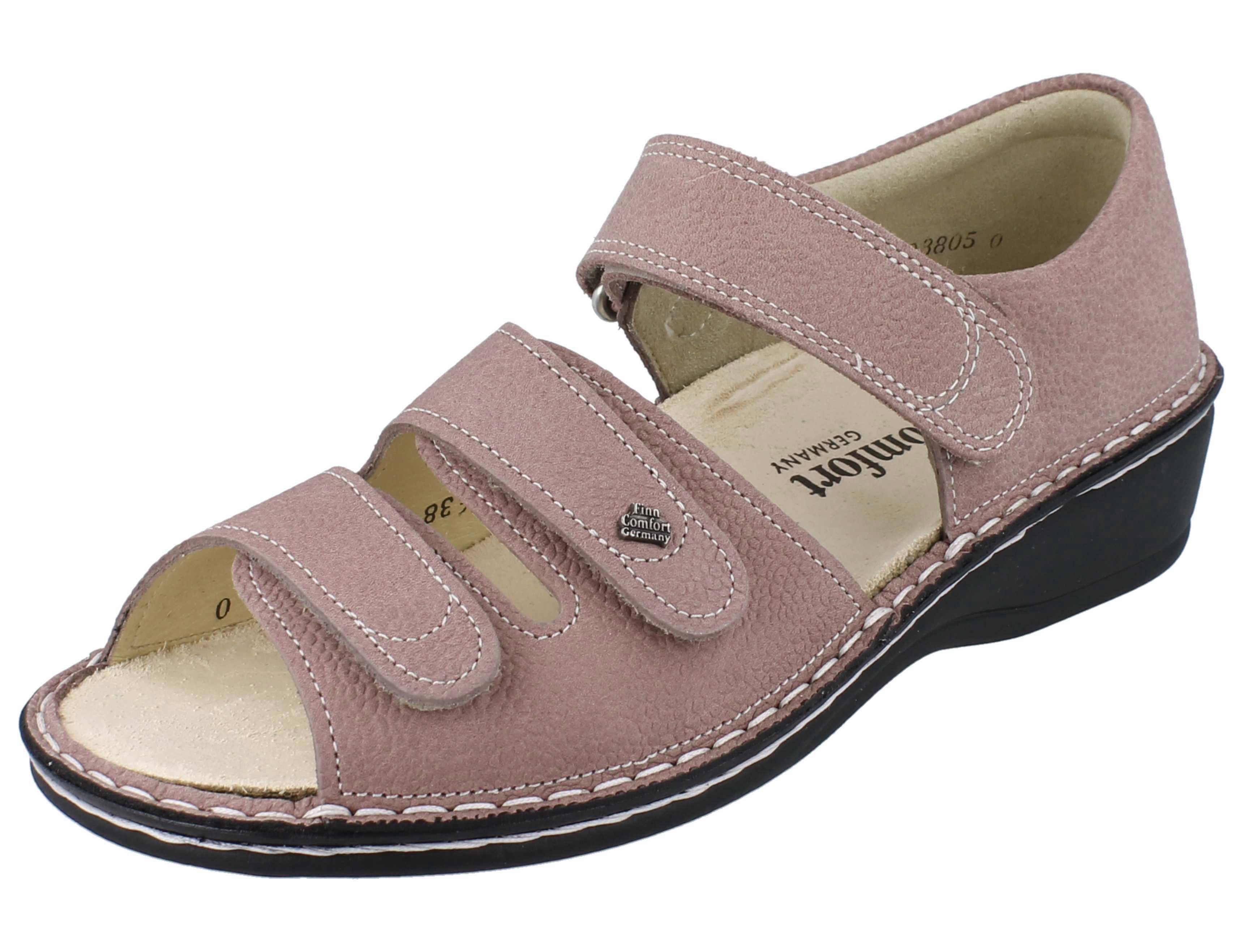 Finn Comfort FINN COMFORT Usedom Damen Sandale rosa genarbtes Nubukleder - Größe: Sandale Wechselfußbett