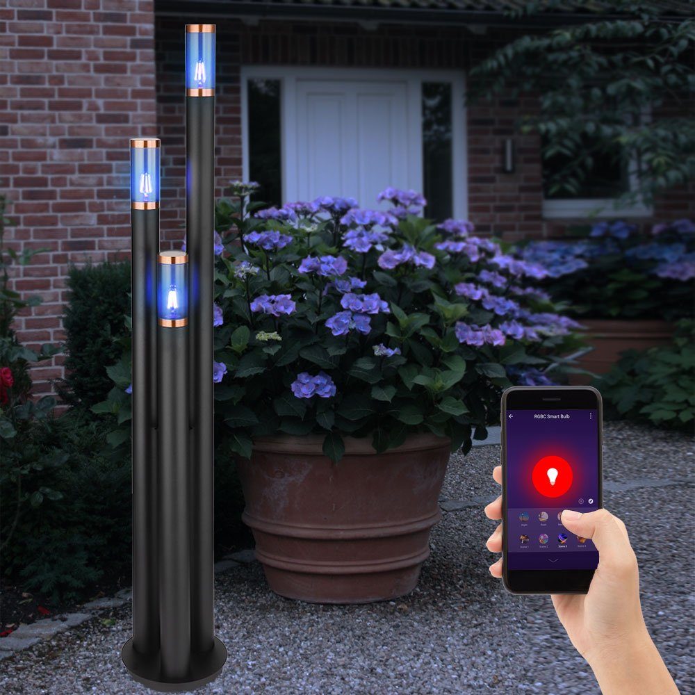 Außen Farbwechsel, Globo Wegeleuchten Außen-Stehlampe, Außenlampe Warmweiß, Gartenleuchte LED Tageslichtweiß, Kaltweiß, Leuchtmittel Neutralweiß, LED Edelstahl Smart inklusive, RGB