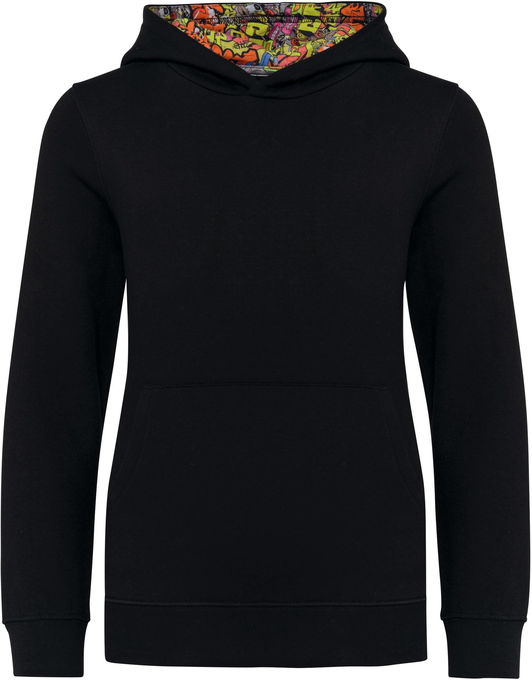 Kariban Kapuzenpullover Kapuzensweatshirt mit kontrastfarbener Kapuze und Motiven fü