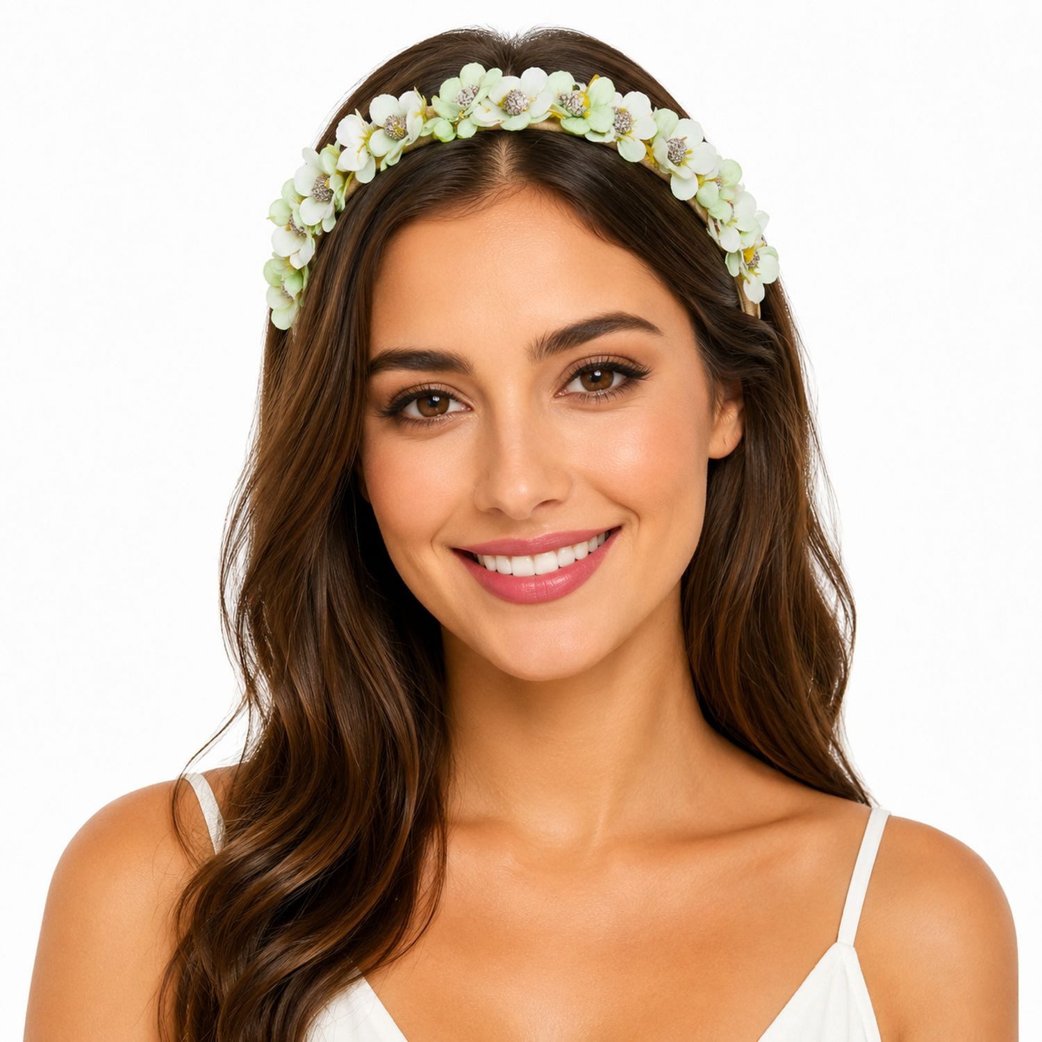 Trachtenland Haarreif Blumen Kranz "Elfe" - Schmaler Blütenkranz Haarschmuck Hochzeit
