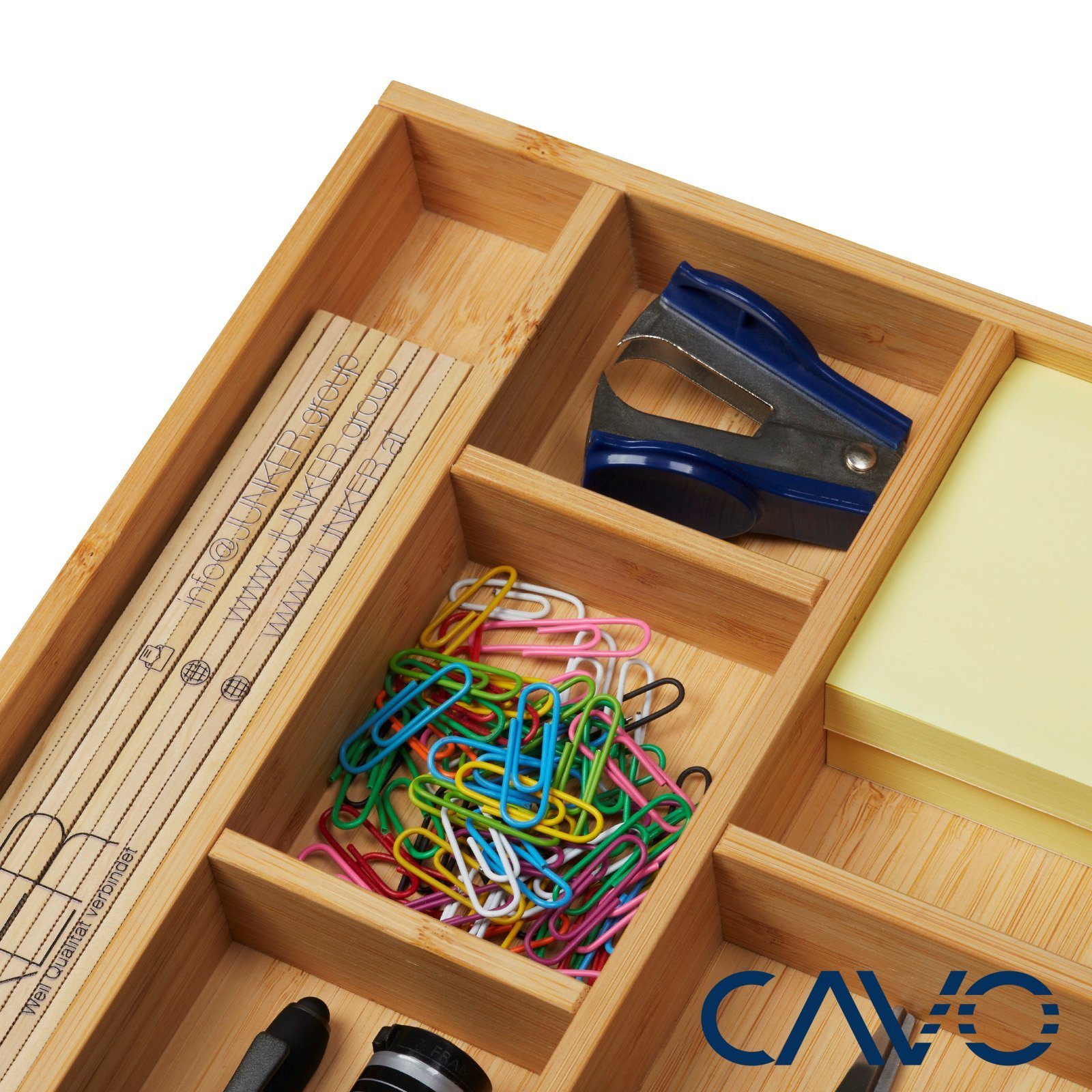 CAVO Schubladeneinsatz Bambus Schubladen-Organizer 245 x 320 x 35 mm mit 6-Fächern (1 St), natürlich antimikrobiell, resistent gegen Flecken & Gerüche – Bild 4 von 5
