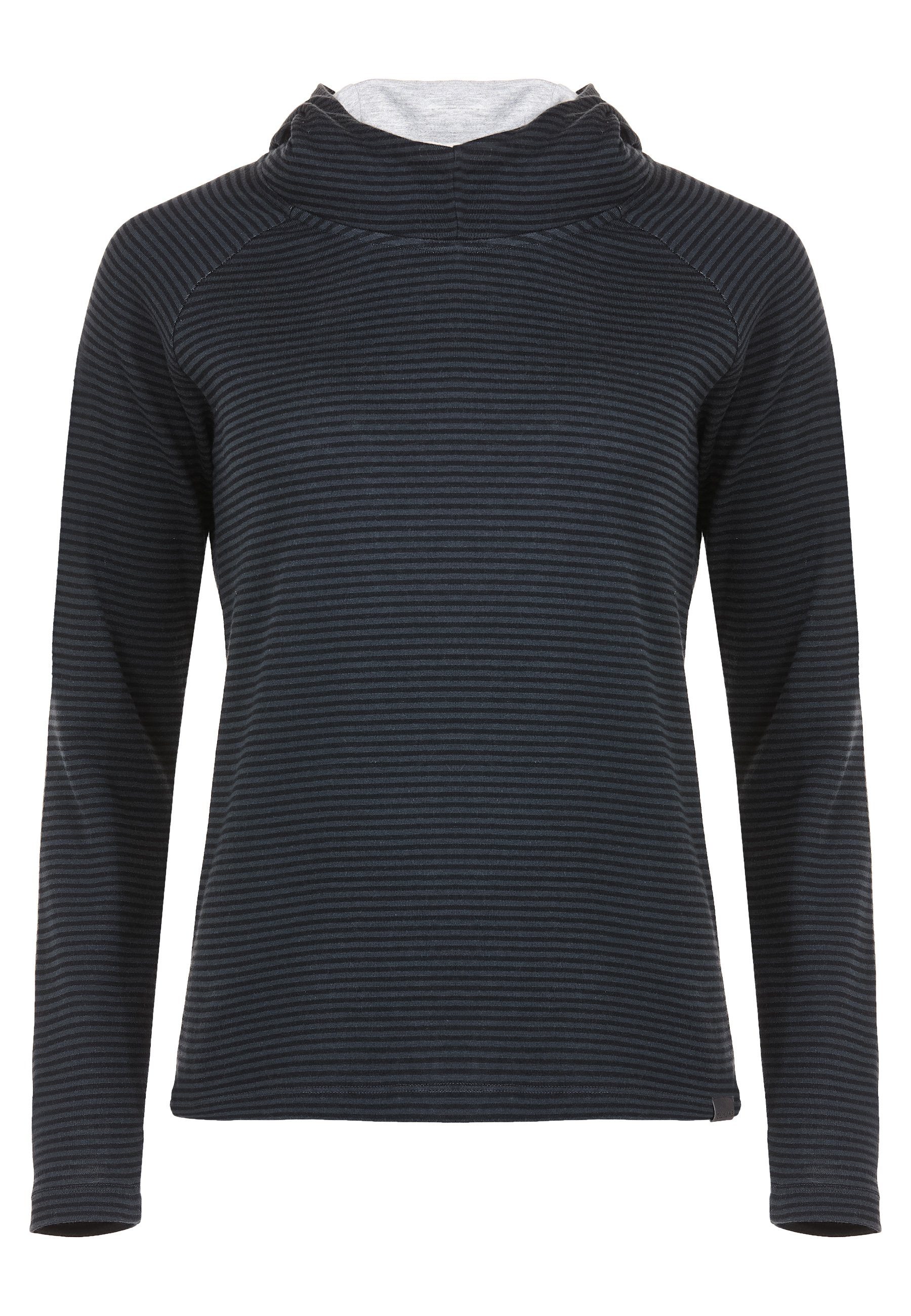 Kapuzenpullover anthra black tailliert - Sweater Streifen Hoodie leicht Wetter Elkline