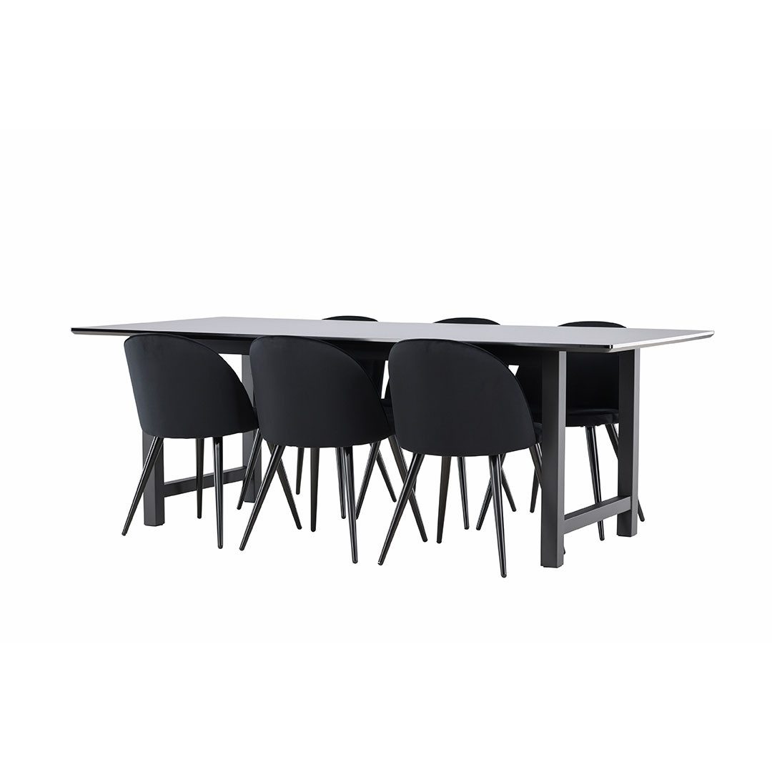ebuy24 Essgruppe Oslo Essgruppe Esstisch 100x220cm schwarz und 6 Sk, (7-tlg) – Bild 2 von 5