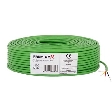 PremiumX 100m EIB BUS-Kabel J-Y(ST)Yh 2x2x0,8 Eca Busleitung Datenkabel grün Installationskabel