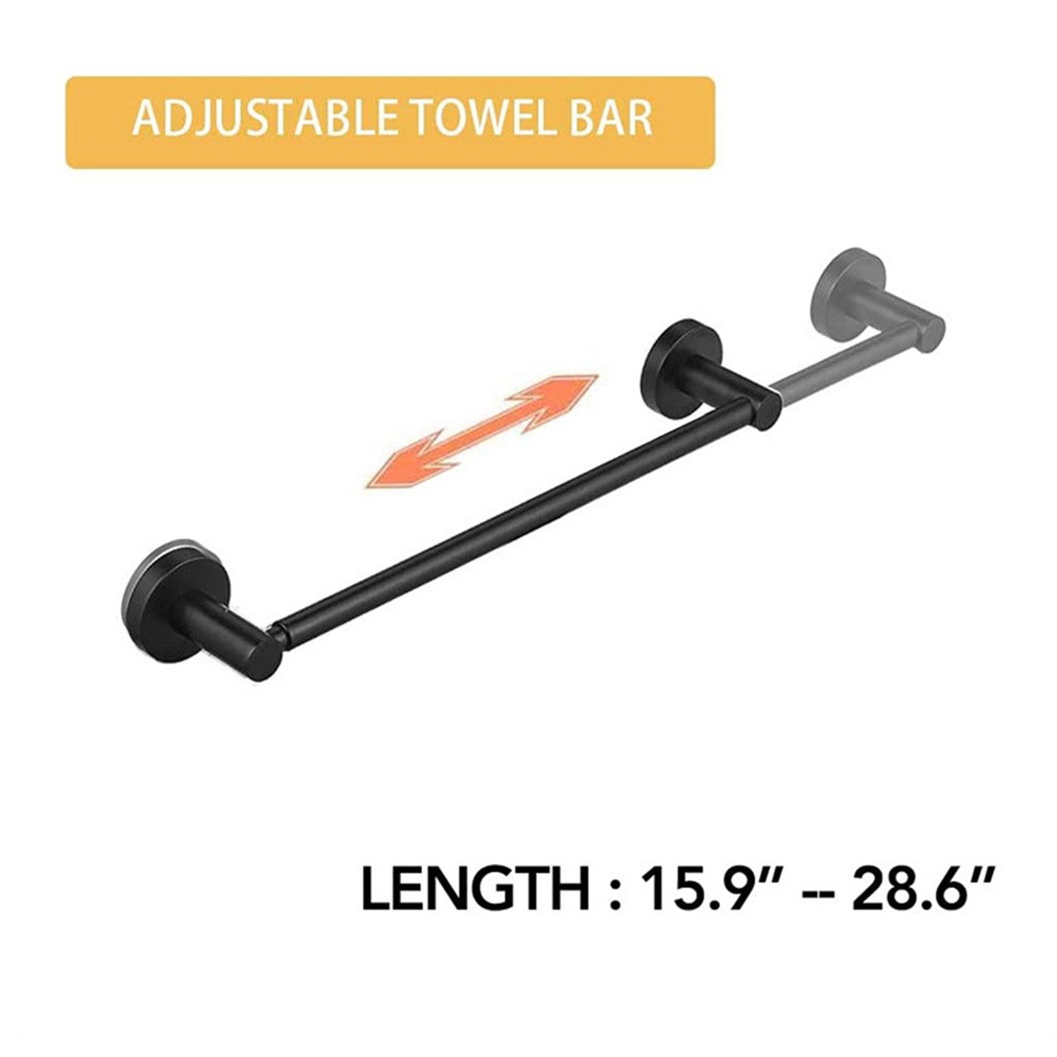 LAPAPRO Handtuchstange Ausziehbarer Handtuchhalter aus schwarzem Edelstahl, günstig online kaufen