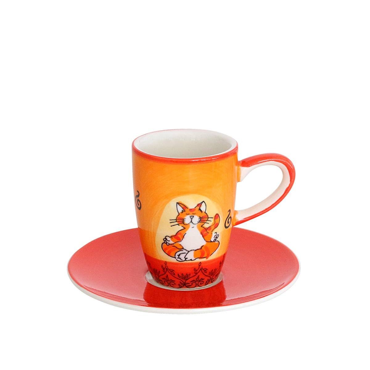 Mila Espressotasse Mila Keramik Espresso-Tasse mit Untere Oommh Katze, Keramik