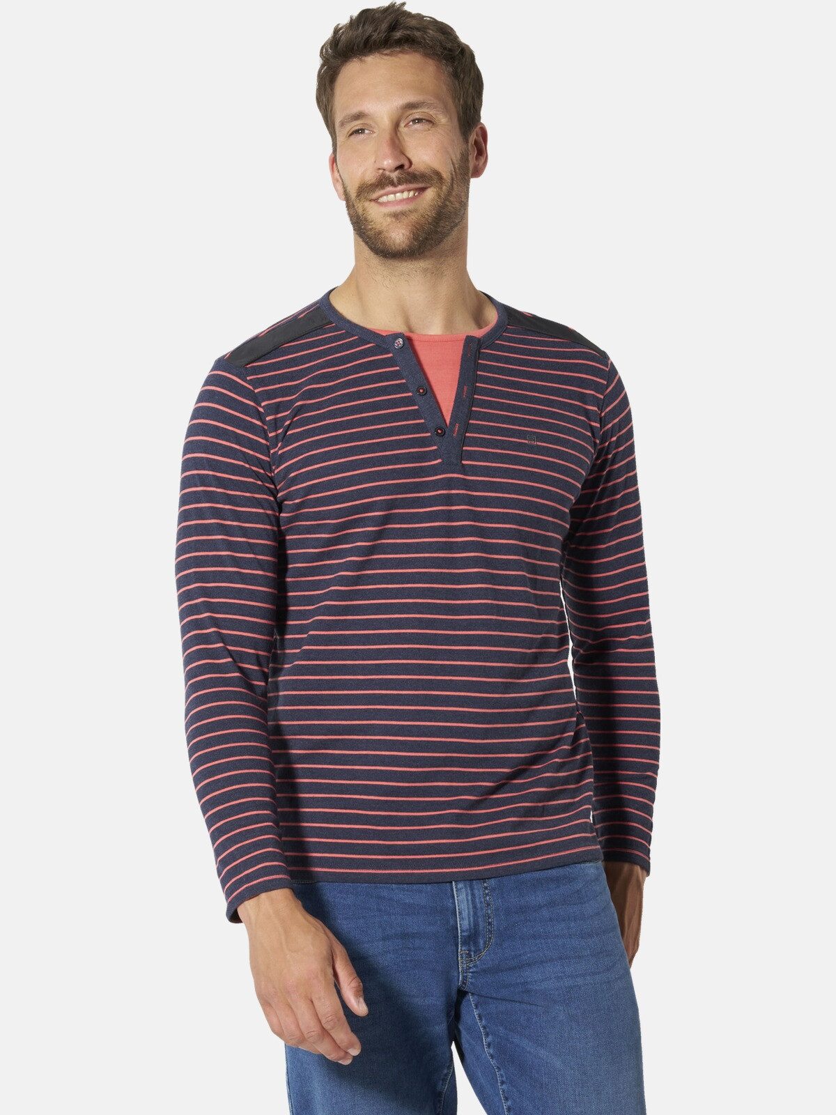 Babista Langarmshirt GAVINO mit Kontrast-Schulterbesätze