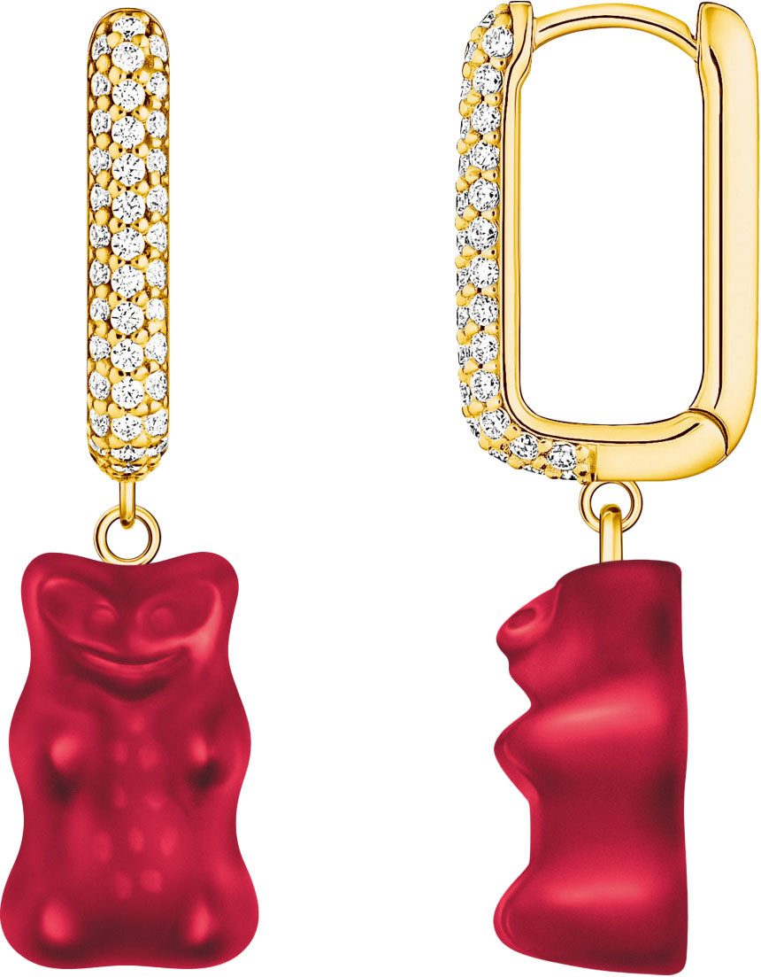 THOMAS SABO Single-Creole THOMAS SABO x HARIBO Schmuck: Große Einzel-Creole mit Goldbär, mit Kristallglas, Zirkonia (synth)