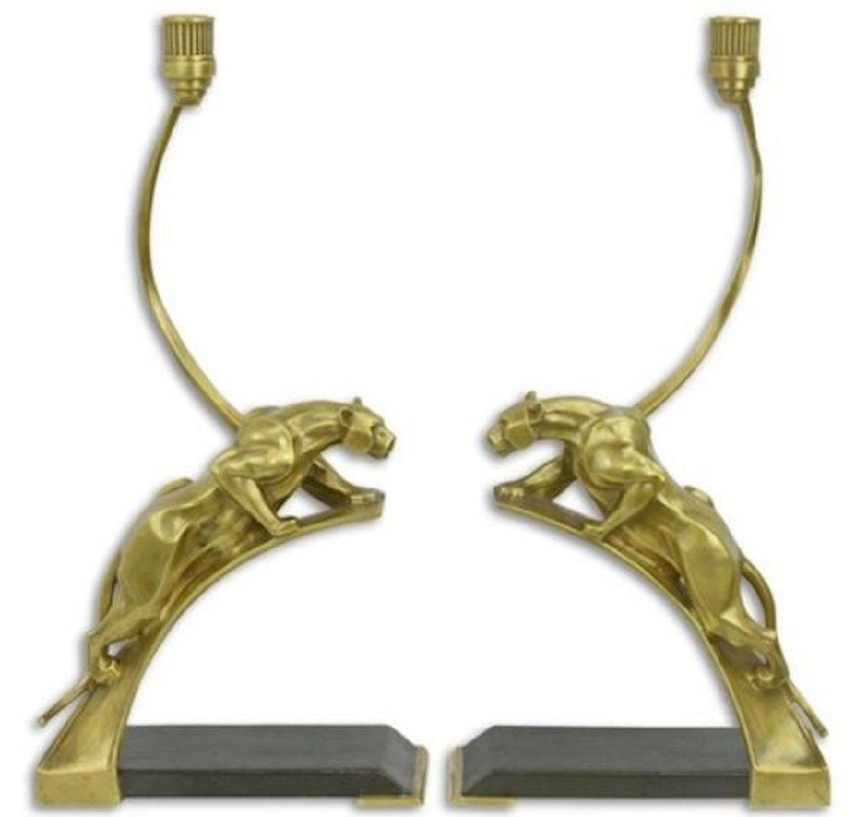Kerzenständer Schwarz Bronze - 23,4 Kerzenhalter - Panther Deko Elegante x 47,4 Art Set Padrino Kerzenhalter Casa / H. cm Deco Accessoires Gold x 11,8