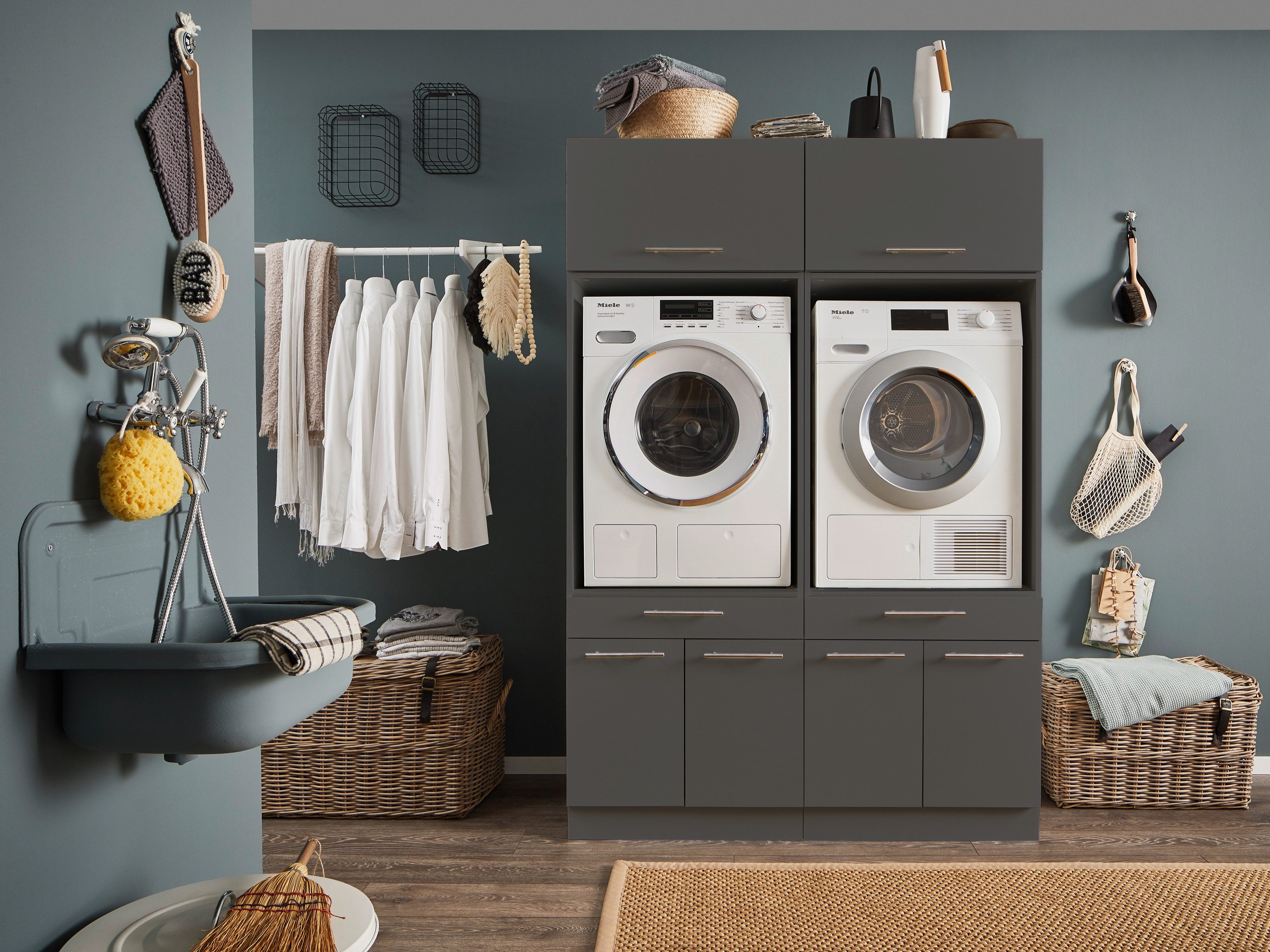 freiraum Waschmaschinenumbauschrank LAUNDREEZY in anthrazit - 135x200x67,5 günstig online kaufen