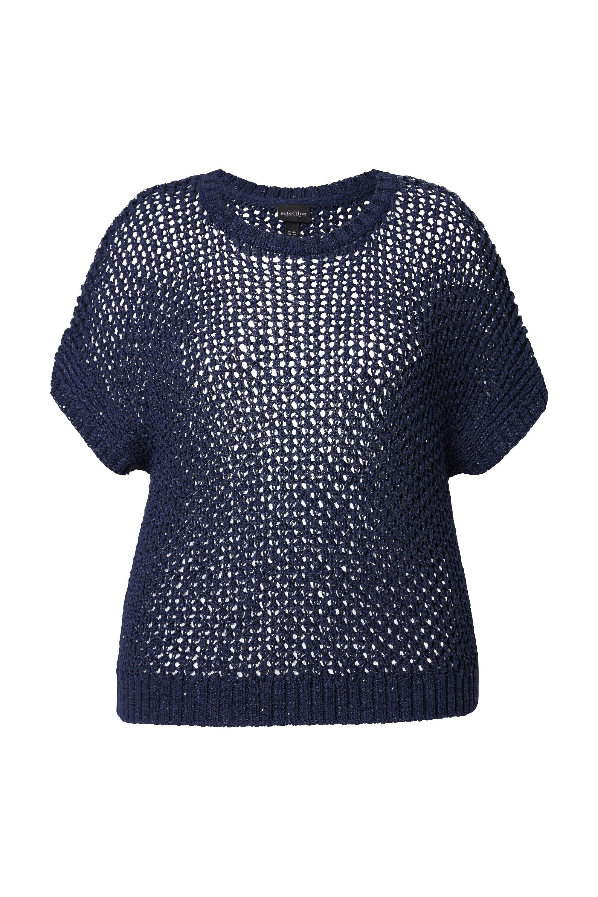 Ulla Popken Strickpullover Pullover Pailletten Rundhals ärmellos günstig online kaufen