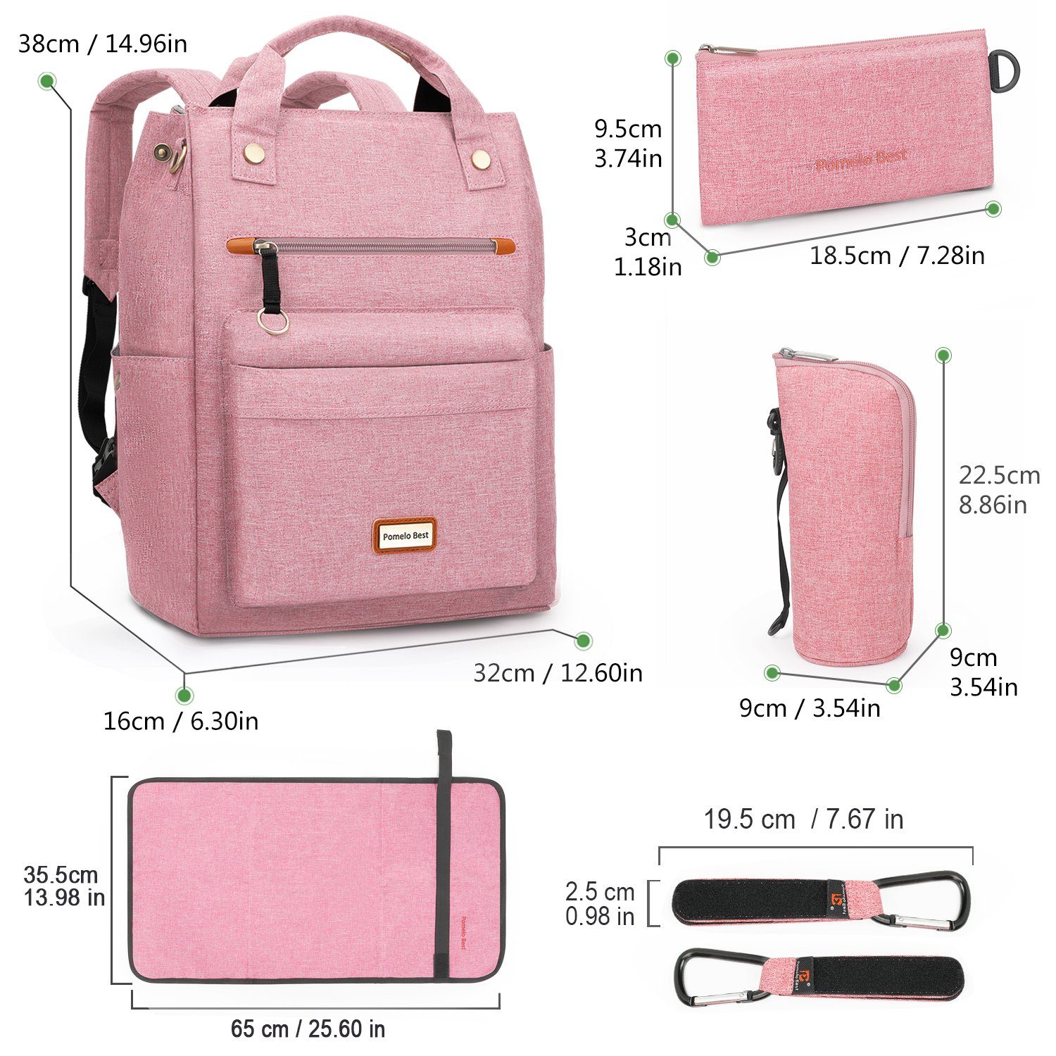 Kinderwagengurte Multifunktions-Babytaschen Schnullerhalter mit Rucksack Babytasche, REDOM wasserabweisend tragbarer Wickeltasche (Windeln Pink Kapazität), Flaschenhalter, Große mobiler Rucksack Tasche Milchfläsche Wickelrucksack mit Wickelauflage Babyflasche Baby Multifunktional, Wickelrucksack,