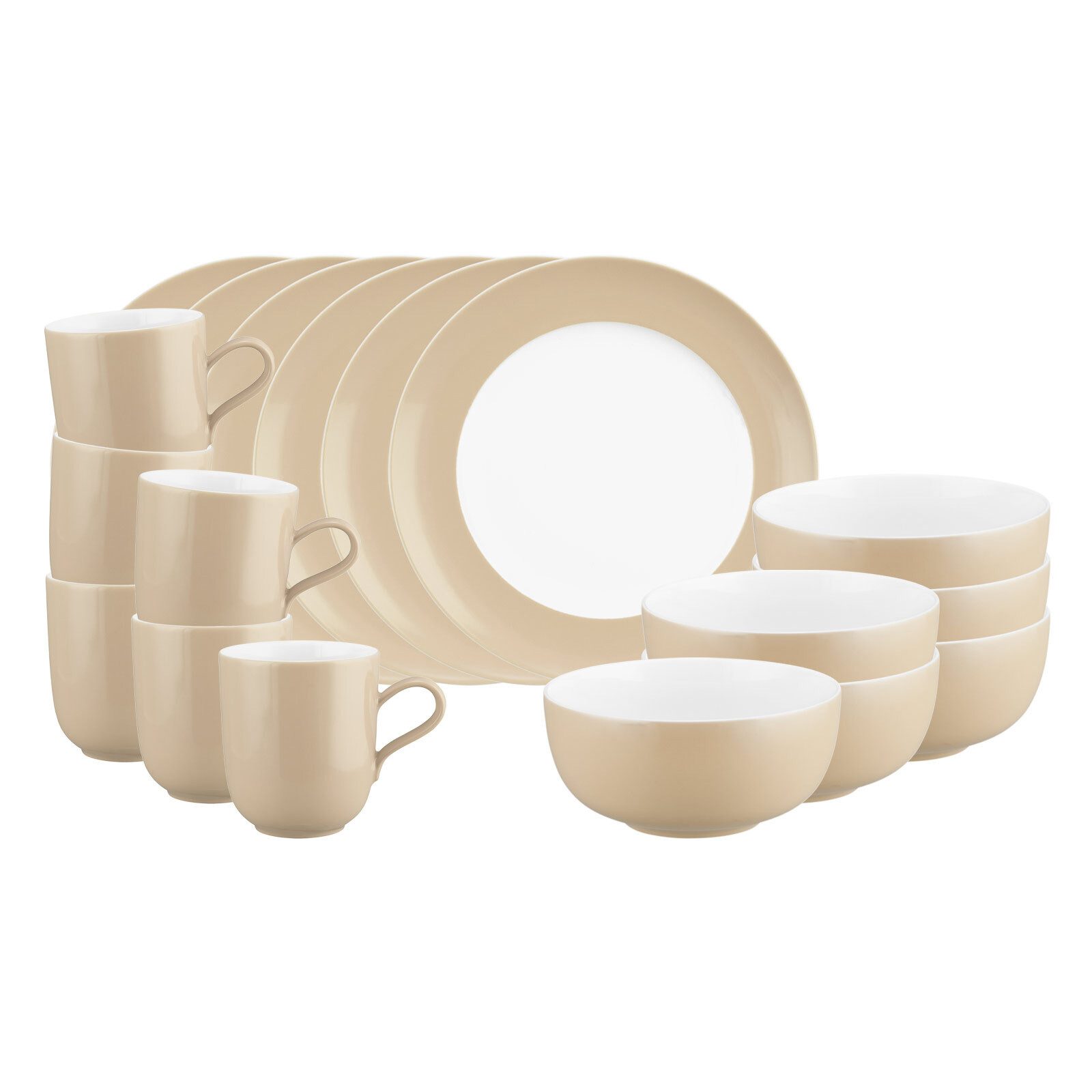 Seltmann Weiden Kombiservice Liberty Pure Colors Frühstücks-Set 18er Set (18-tlg), Porzellan