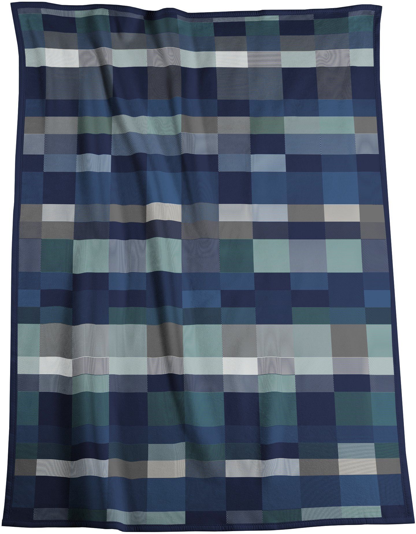 Wohndecke Color Squares Dark blue, blau karierte Sofadecke in 150x200 cm, B günstig online kaufen