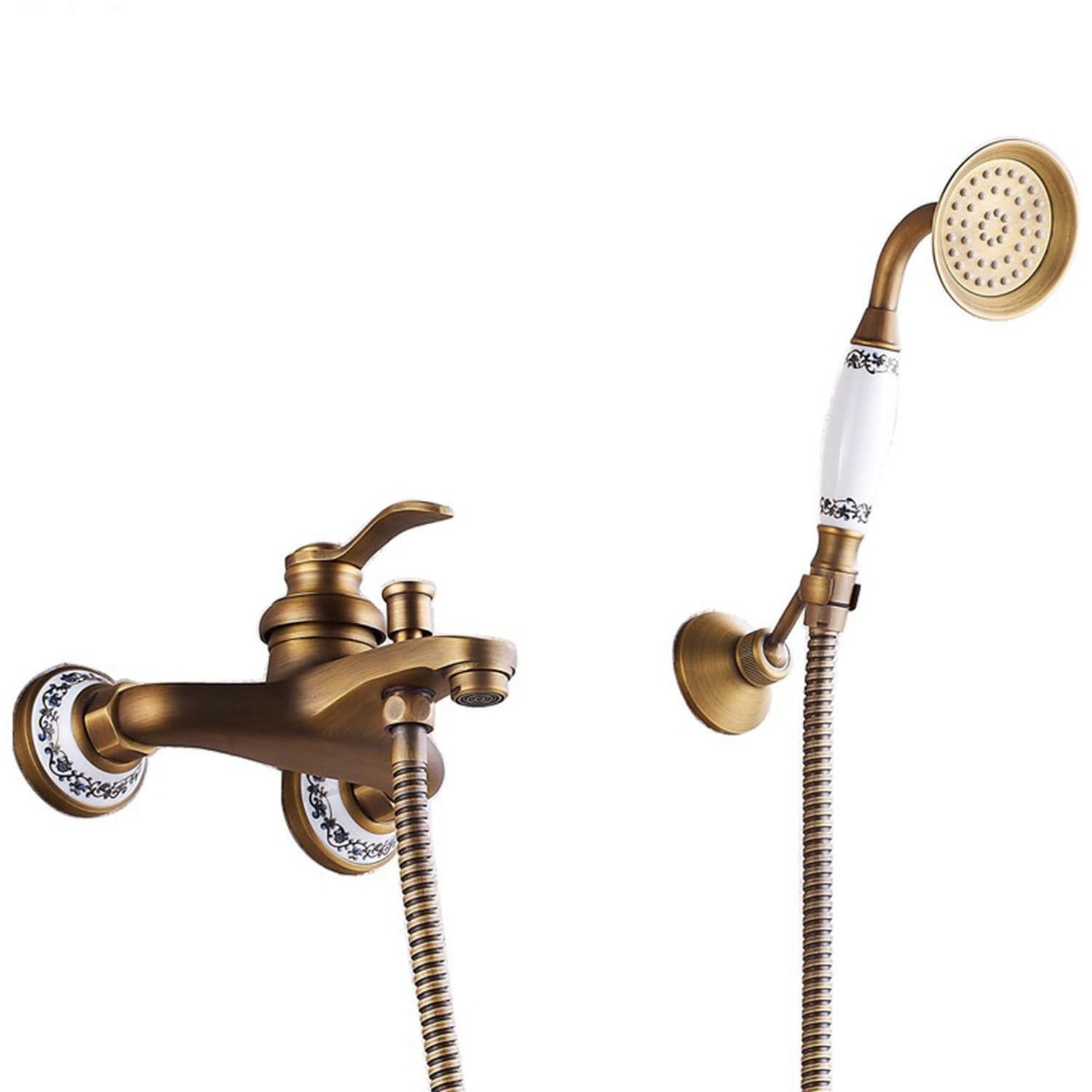 LuxusKollektion Wannenarmatur Badewannenarmatur Antik Messing mit Handbrause (1-St)