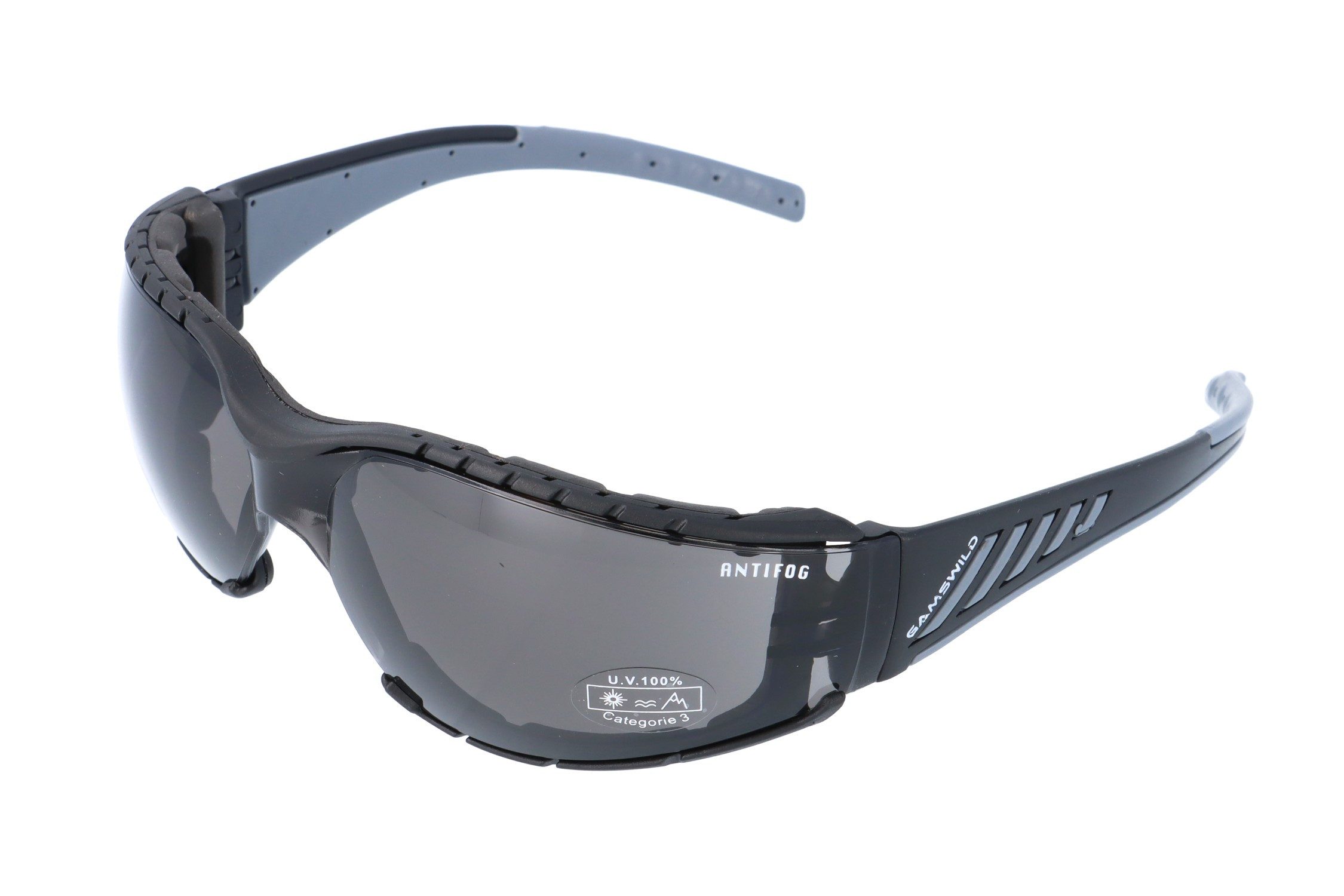 Gamswild Sportbrille UV400 Sonnenbrille Fahrradbrille Skibrille Windschutzclip ANTIFOG, Damen Herren Modell WS7122 in brau, grau, orange, gelb, klar