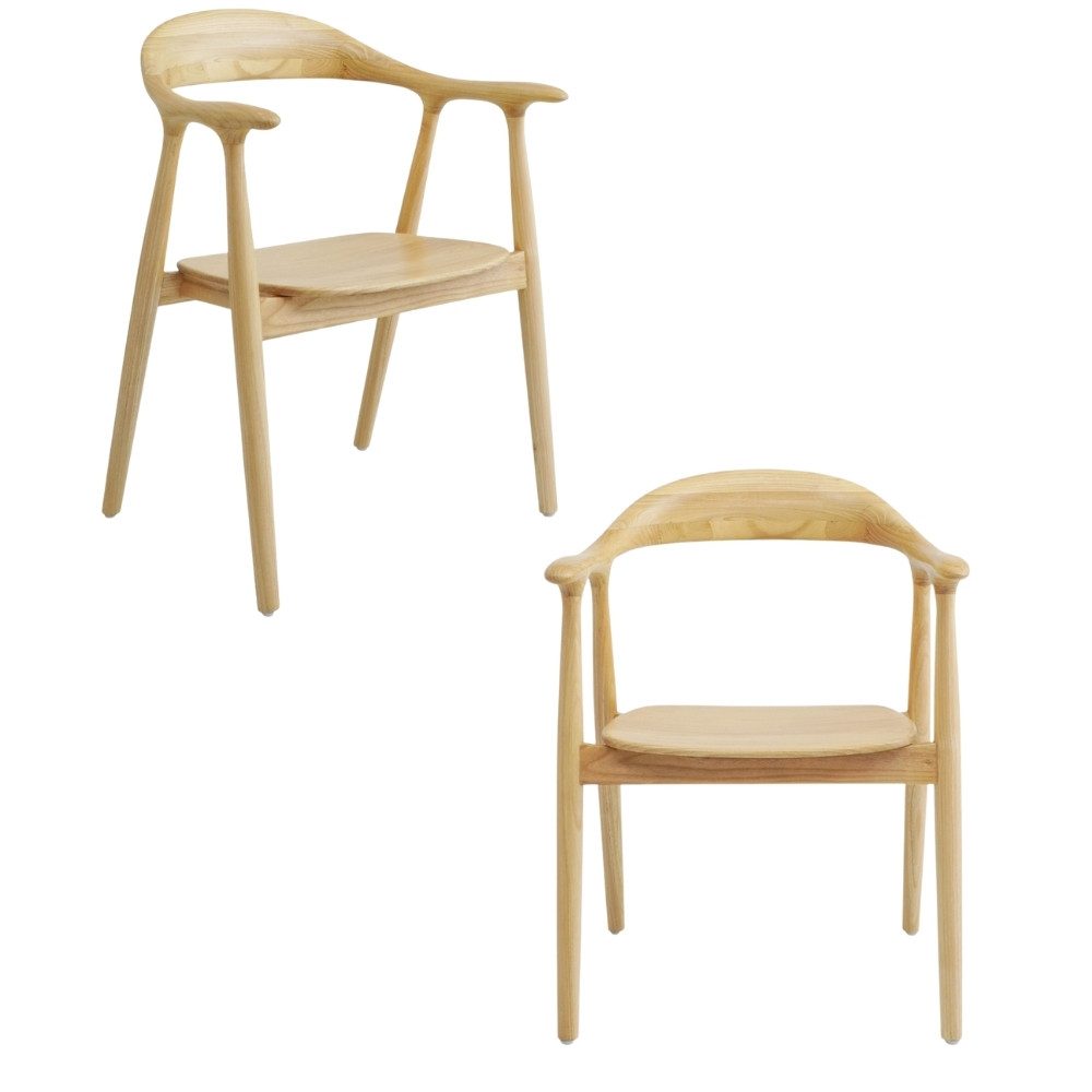 LebensWohnArt Stuhl 2er Set Design Teakholz Stuhl NAPOLI natürlich zeitlos Esszimmerstuhl