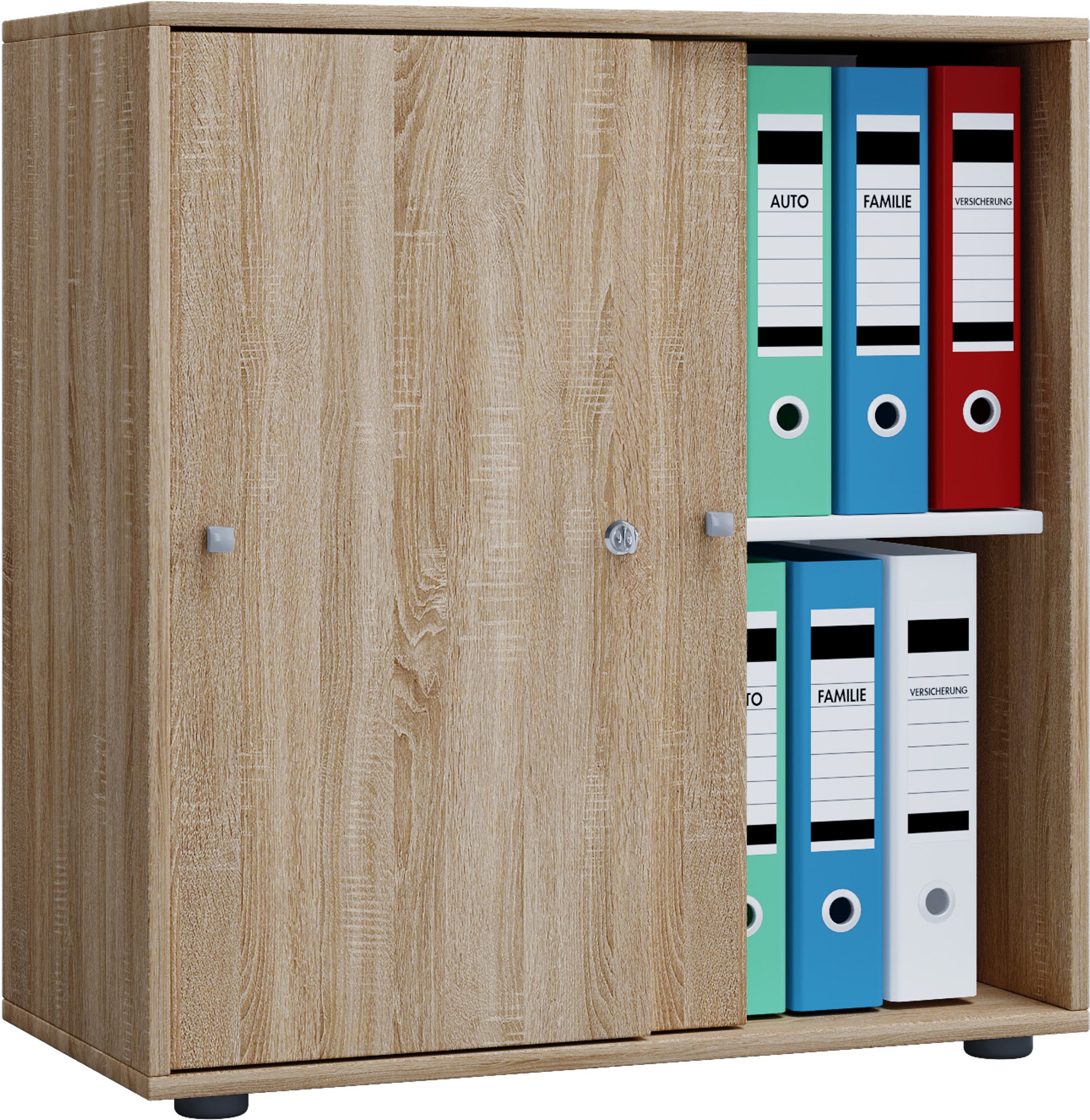 VCM Aktenschrank Büroschrank mit Schiebtüren Lona B. 70 x H. 73 x mit 2 Fächern, Büromöbel