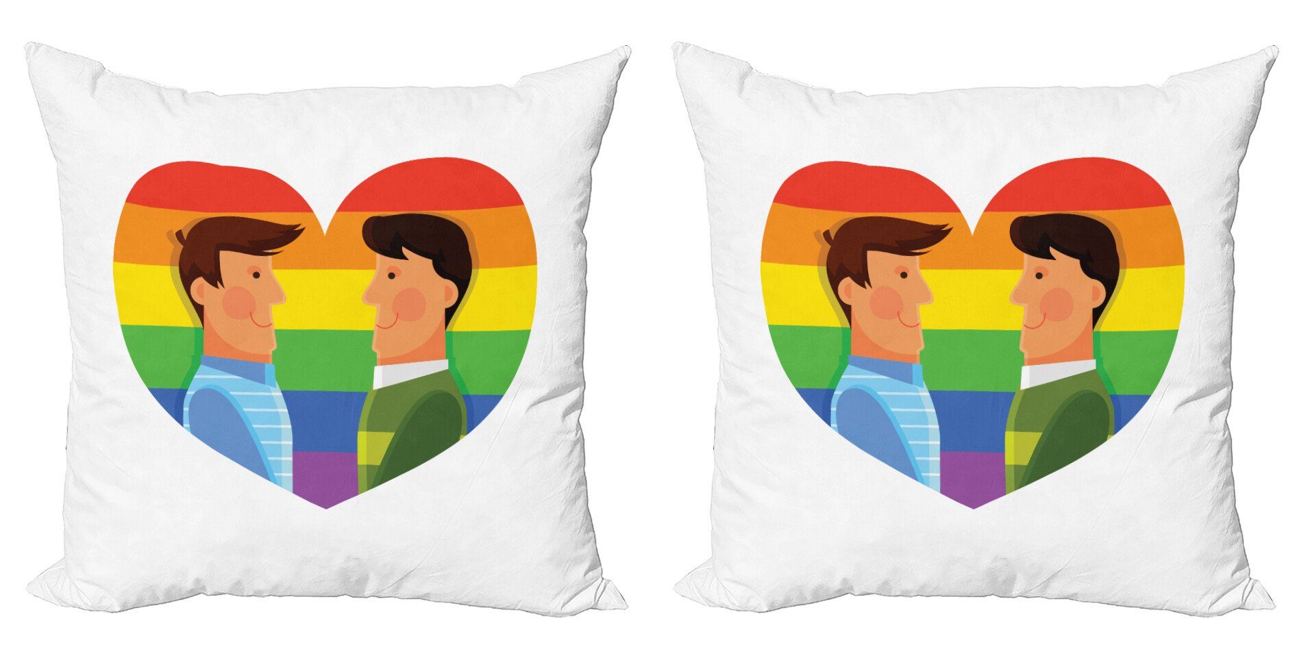Accent Stück), Regenbogen-Flagge (2 Homosexuell Stolz Modern Männer Kissenbezüge Digitaldruck, Doppelseitiger Abakuhaus Lächeln