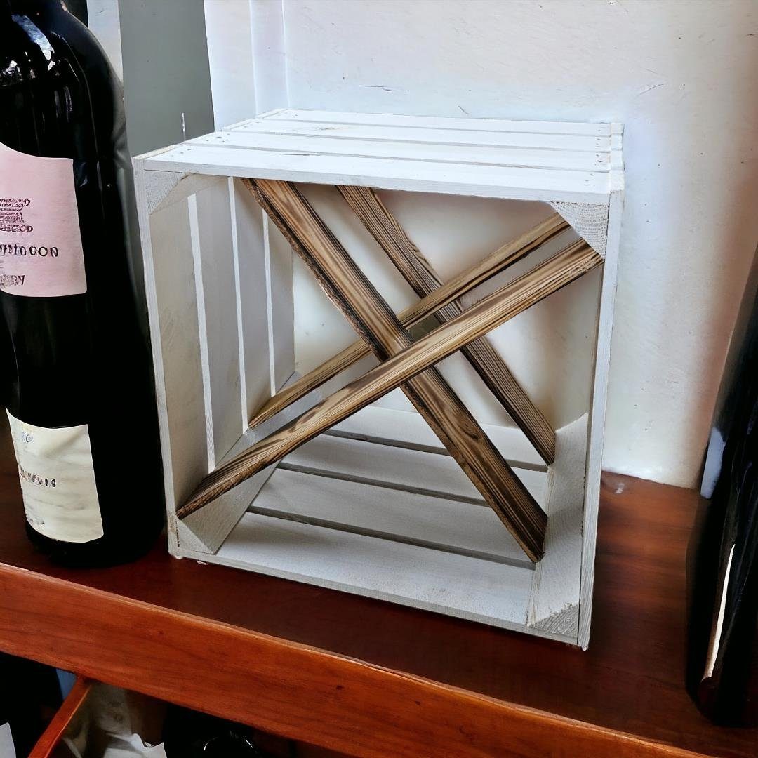 Weinregal Weinregal 40x30x40cm X-Ablage weiß