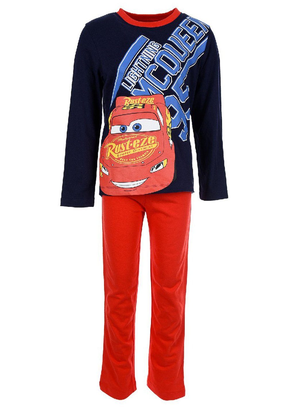 Disney Cars Schlafanzug Jungen Pyjama Kinder Langarm-Shirt + Schlaf-Hose Dunkel-Blau