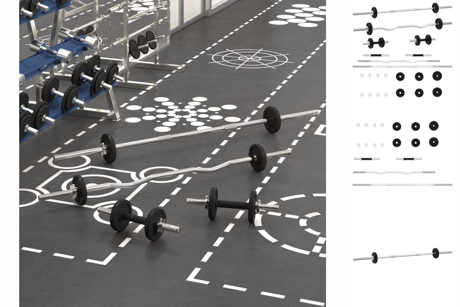 vidaXL Hantel Langhantel- und Kurzhantel-Set 30 kg Fitness Training Gewicht Kraftspo