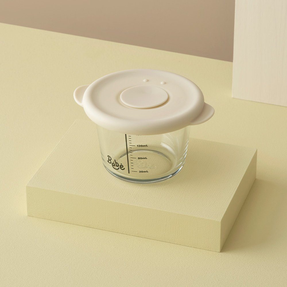 3er Weiß, NEOFLAM® 230ml - Vorratsglas Borosilikatglas, (1-tlg) BÉBÉ Babynahrungsbehälter Silikon, Set