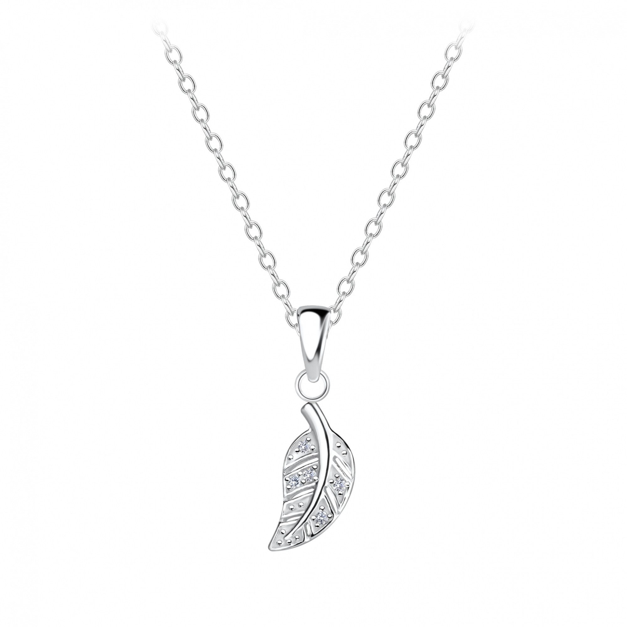Kette mit Anhänger LEAF mit Zirkonia, 2-tlg.