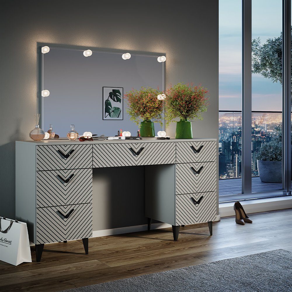 Vicco Schminktisch Anett, Grau, 150 cm günstig online kaufen
