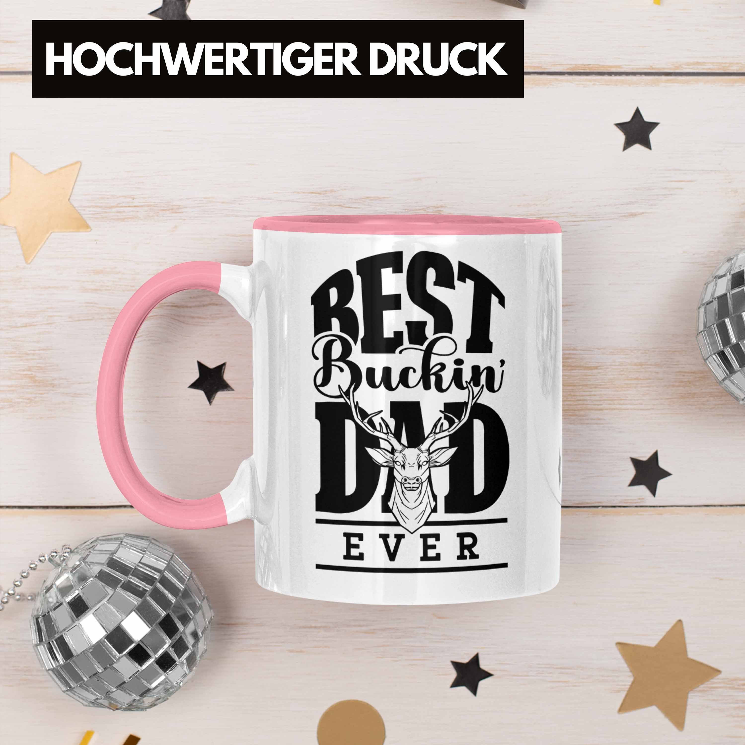 Trendation Dad Jäger-Tasse Geschenk Buckin Rosa "Best Ever" Vater Vatertag Tasse