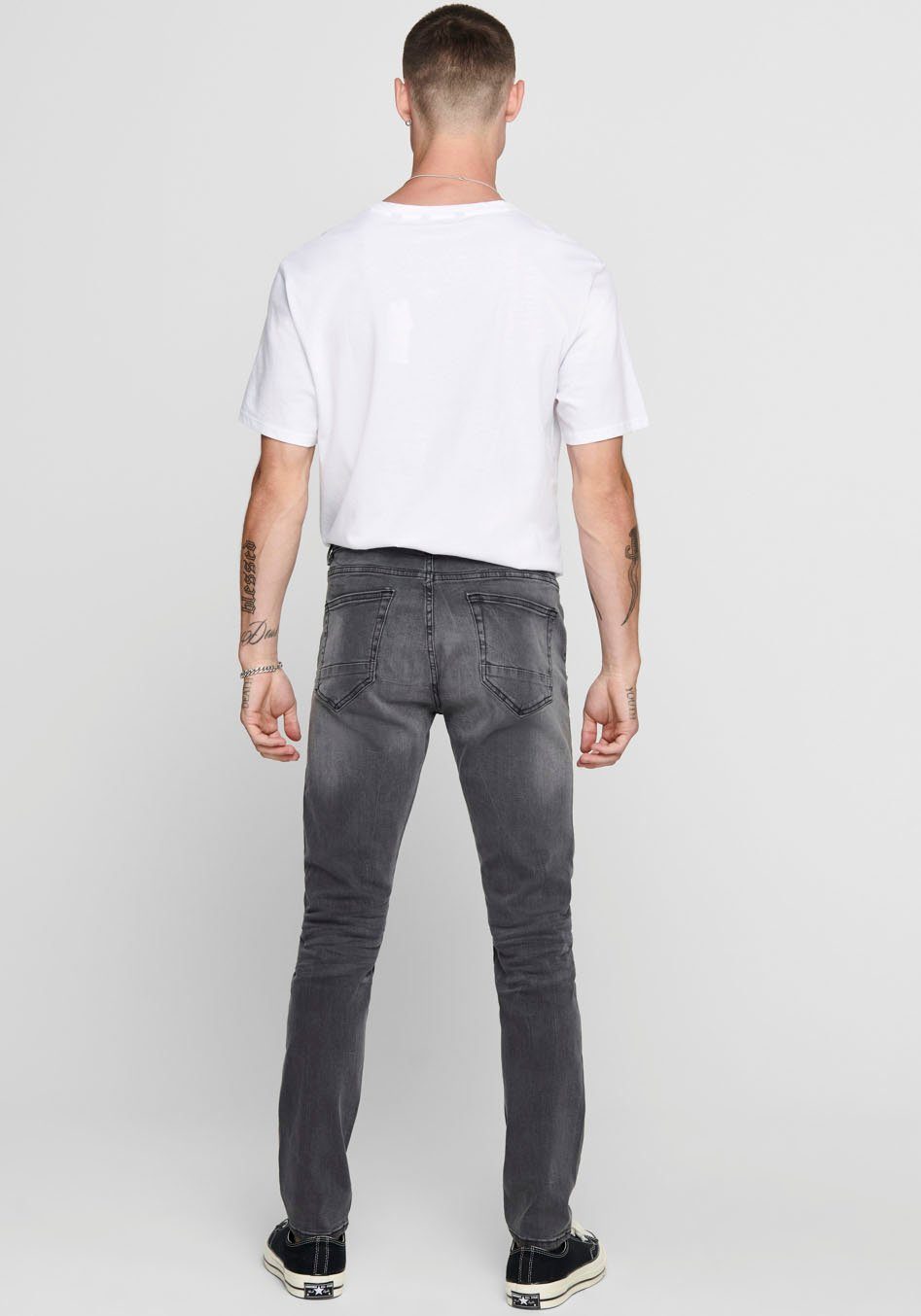black-used Warp ONLY SONS & Skinny-fit-Jeans