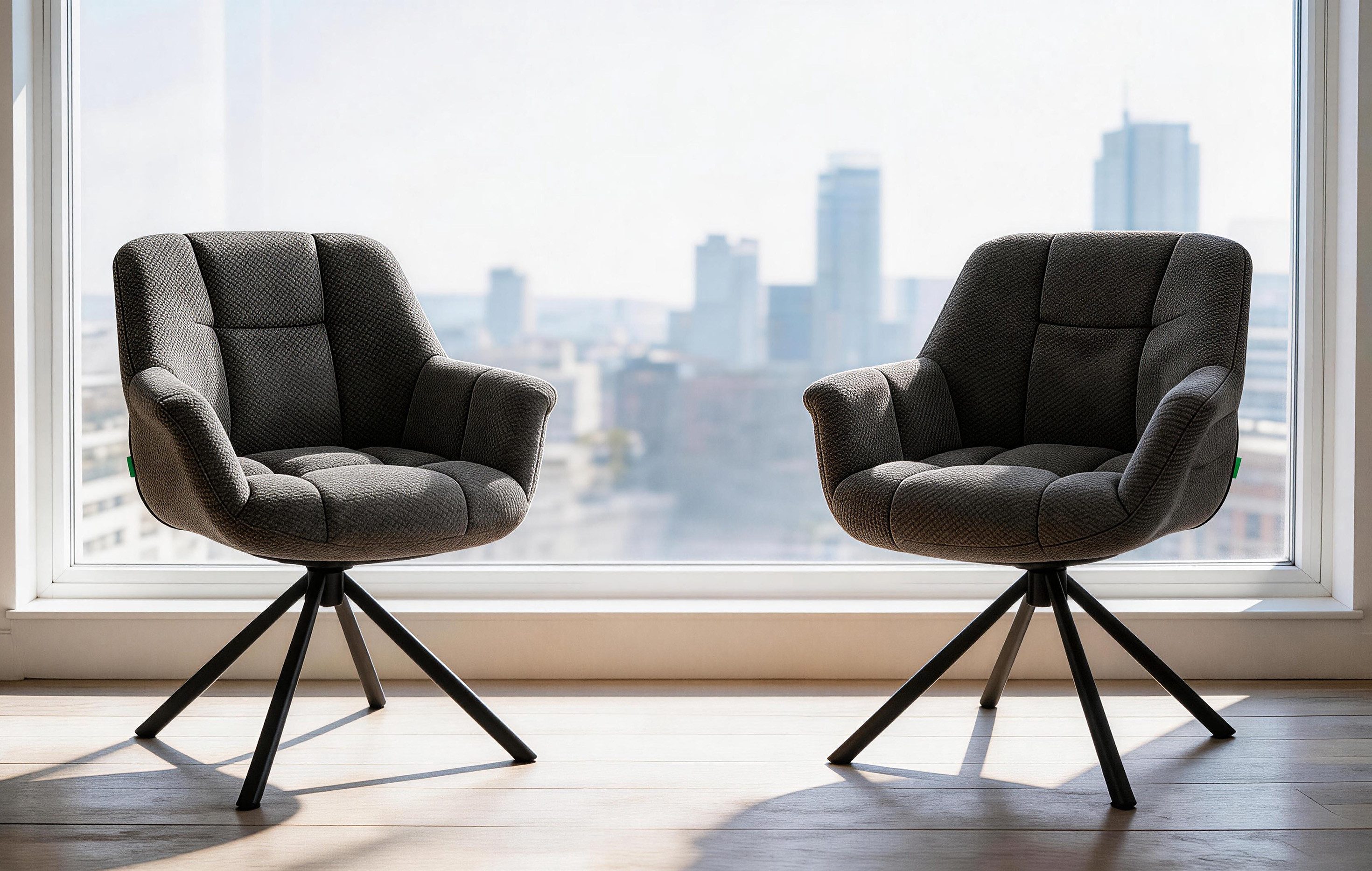 DUBI Möbel Polsterstuhl Mika-Luka, pulverbeschichtet, 360° drehbar im 2er-Set