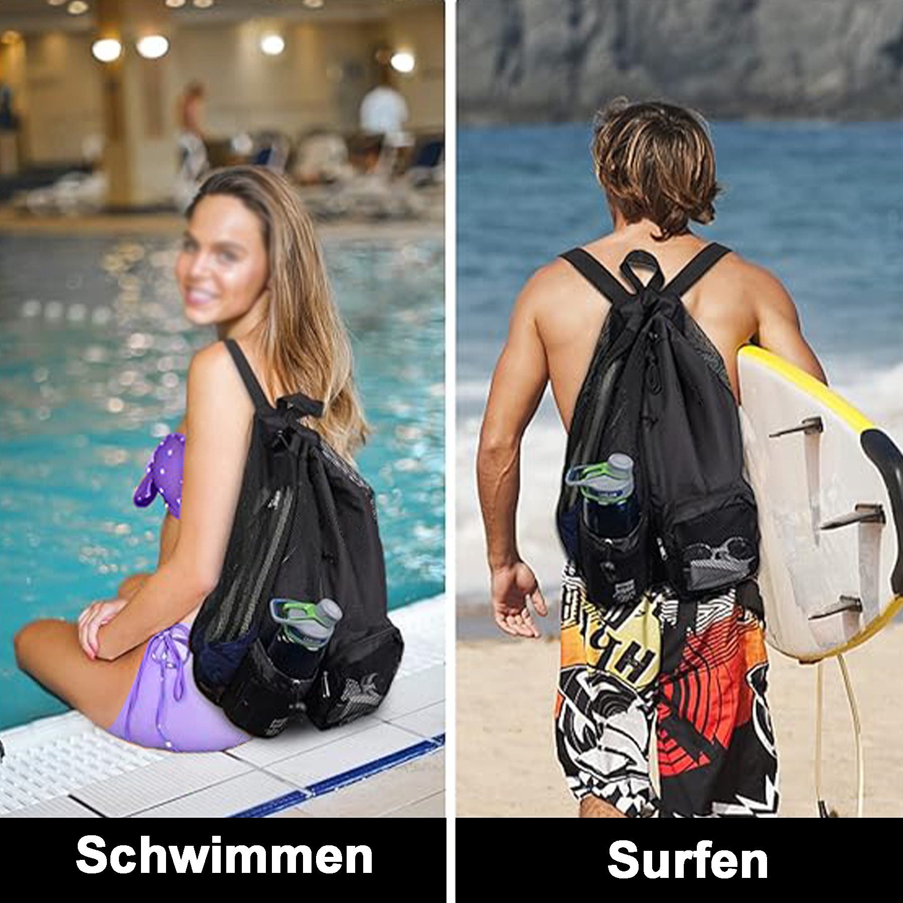 Mutig Strandtasche Schwimmen Tasche, Schwimmtasche Mesh-Rucksack günstig online kaufen