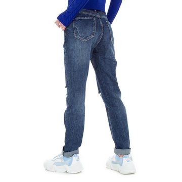 Ital-Design Boyfriend-Jeans Damen Freizeit Destroyed-Look Boyfriend Jeans in Blau