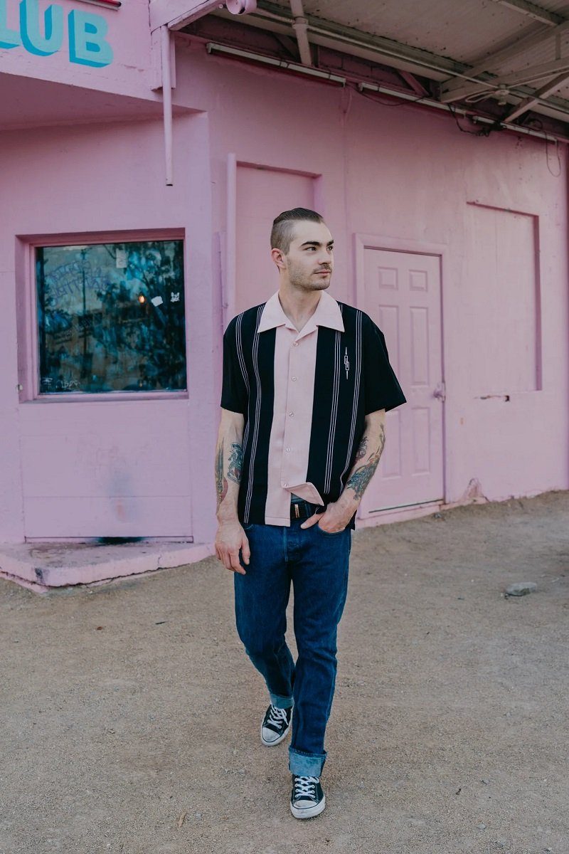Steady Clothing Kurzarmhemd The Harper Black Pink Retro Vintage Bowling Shirt Rockabilly
