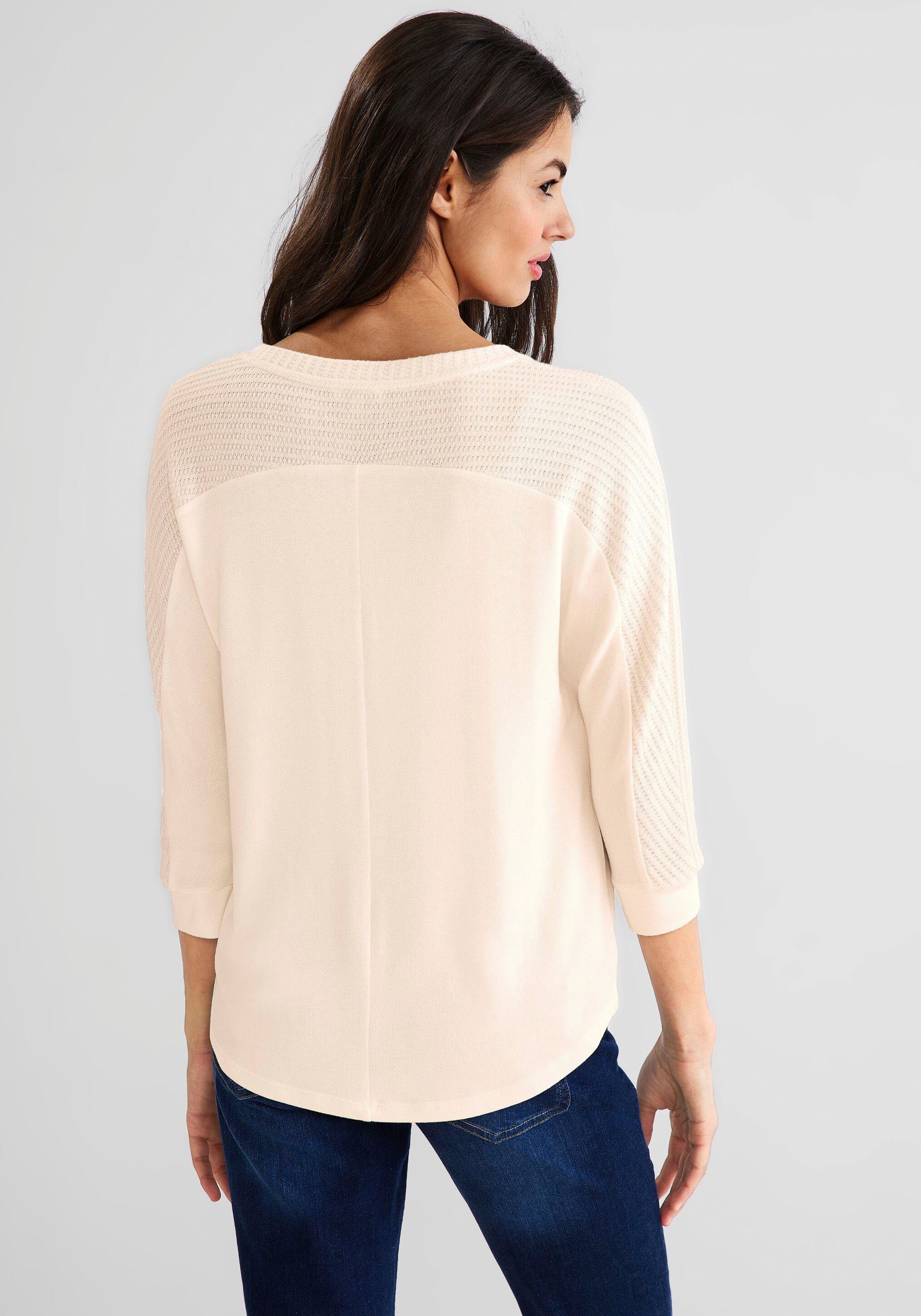 ONE mit Strukturstrick STREET white lucid 3/4-Arm-Shirt