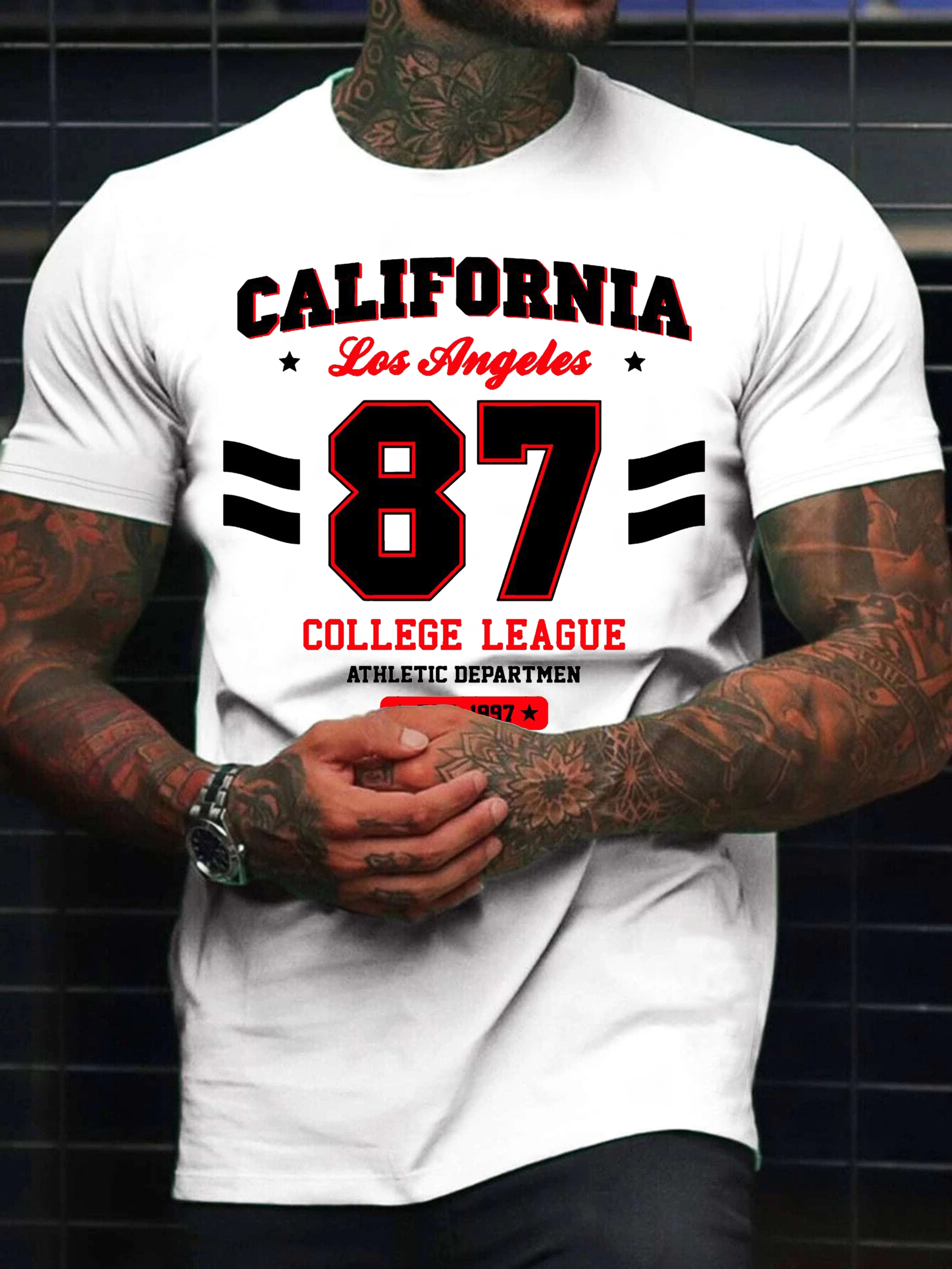 RMK T-Shirt Herren Shirt Rundhals Basic "California 87" aus Baumwolle