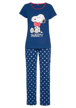 Peanuts Pyjama mit Snoopy-Druck und Pünktchen-Hose