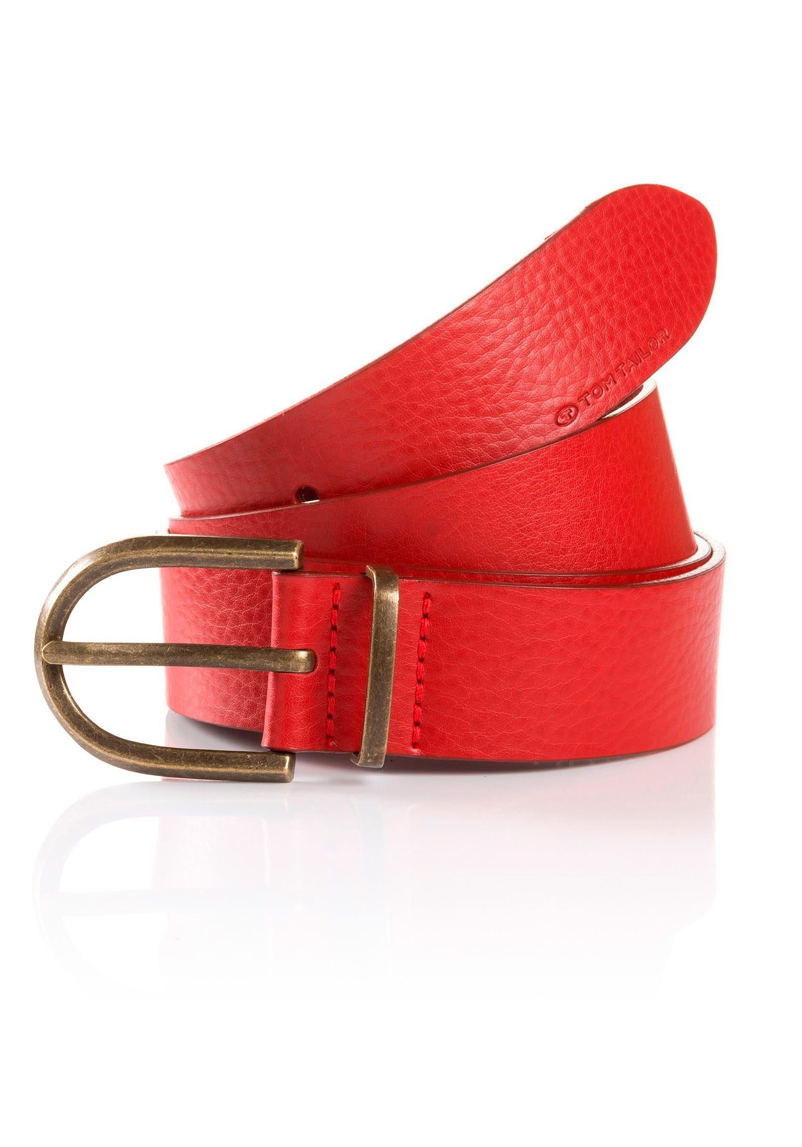 uni TOM Vintage-Look TAILOR Schließe im TTSYLKE red Ledergürtel