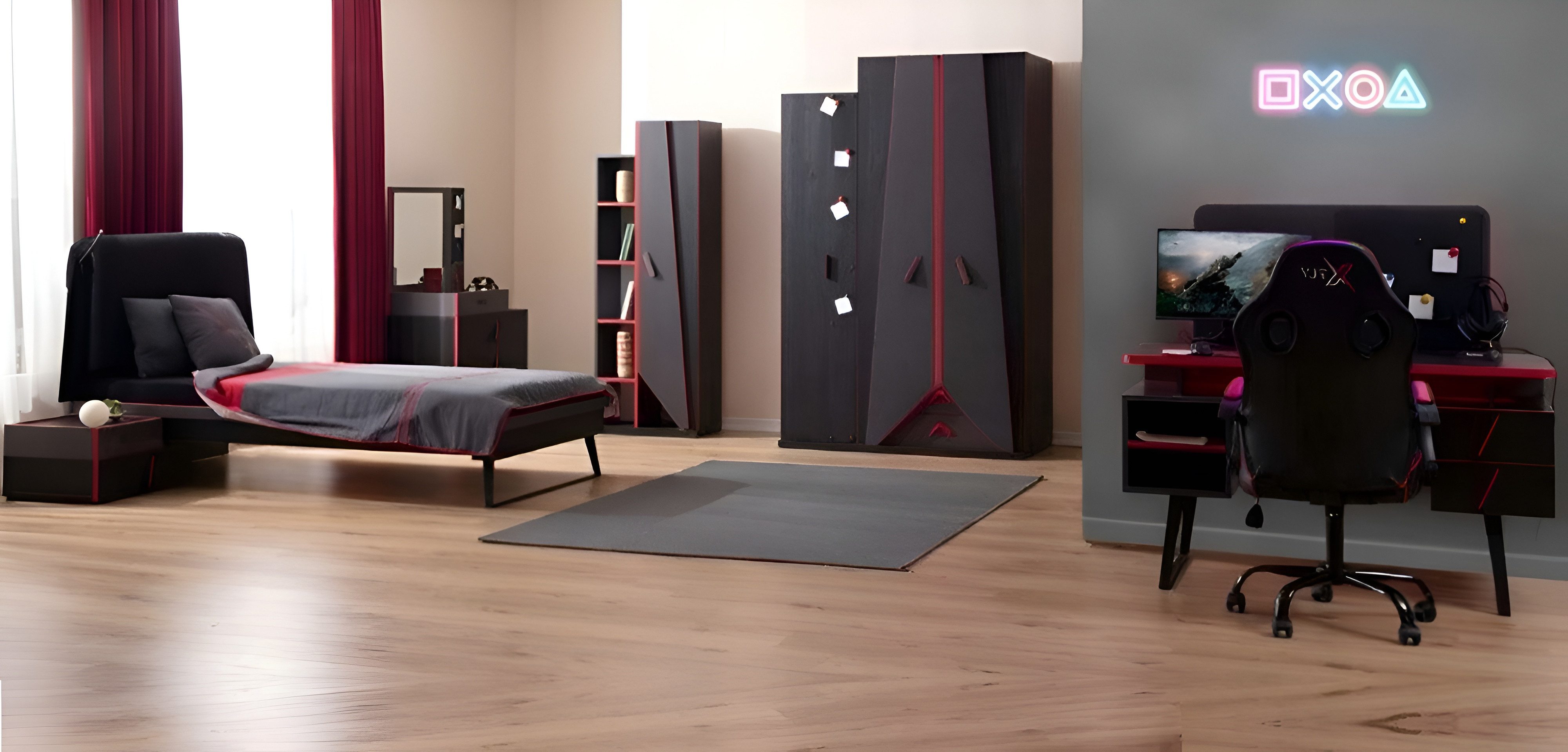 Xlmoebel Komplettschlafzimmer Moderne Kinderzimmer-Garnitur aus Holz mit viel Stauraum, (6-tlg., Schlafzimmer-Set), Hergestellt in Europa
