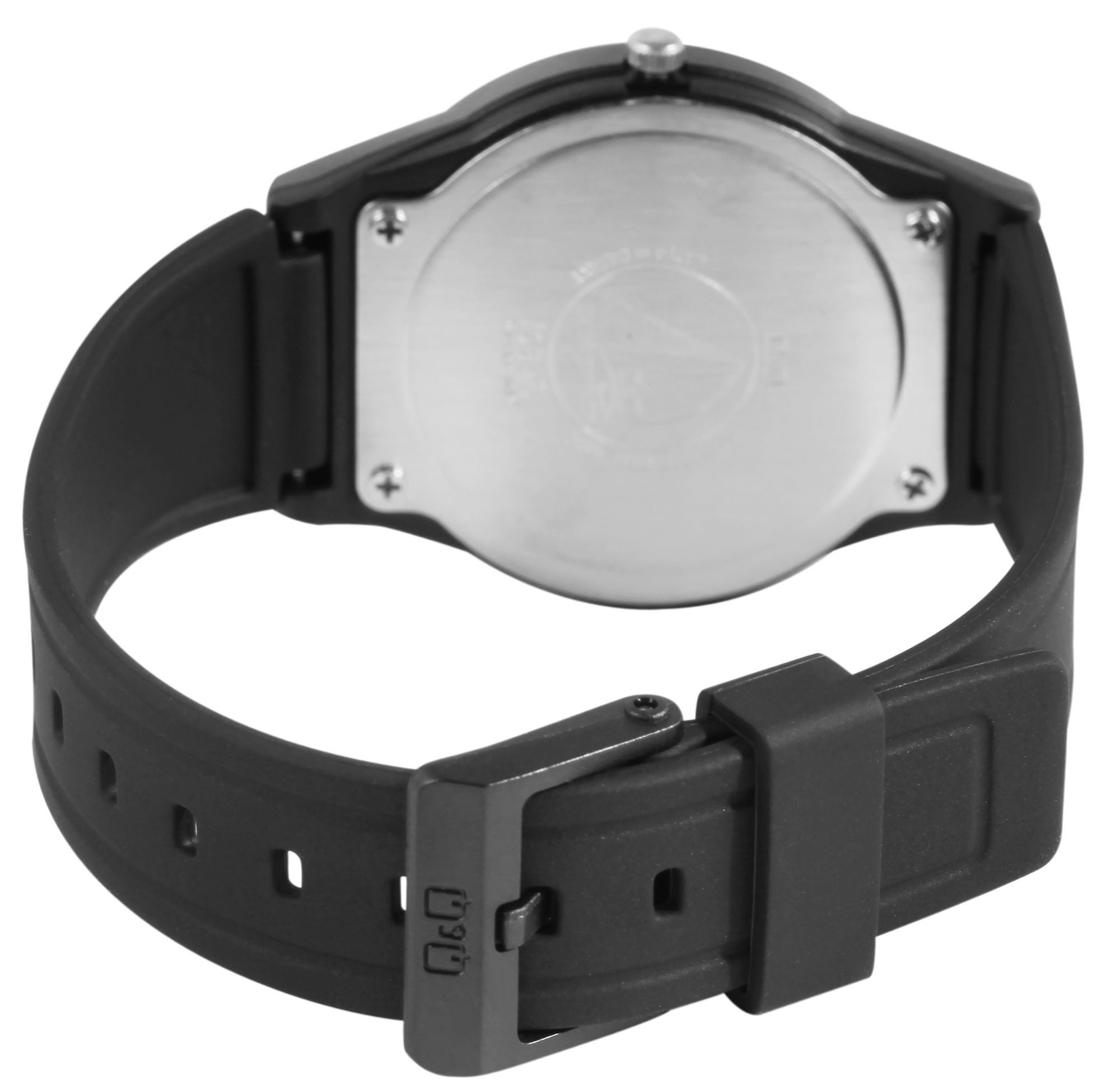 Q&Q Quarzuhr Q&Q Unisexuhr mit Silikonarmband, 10 Bar, schwarz