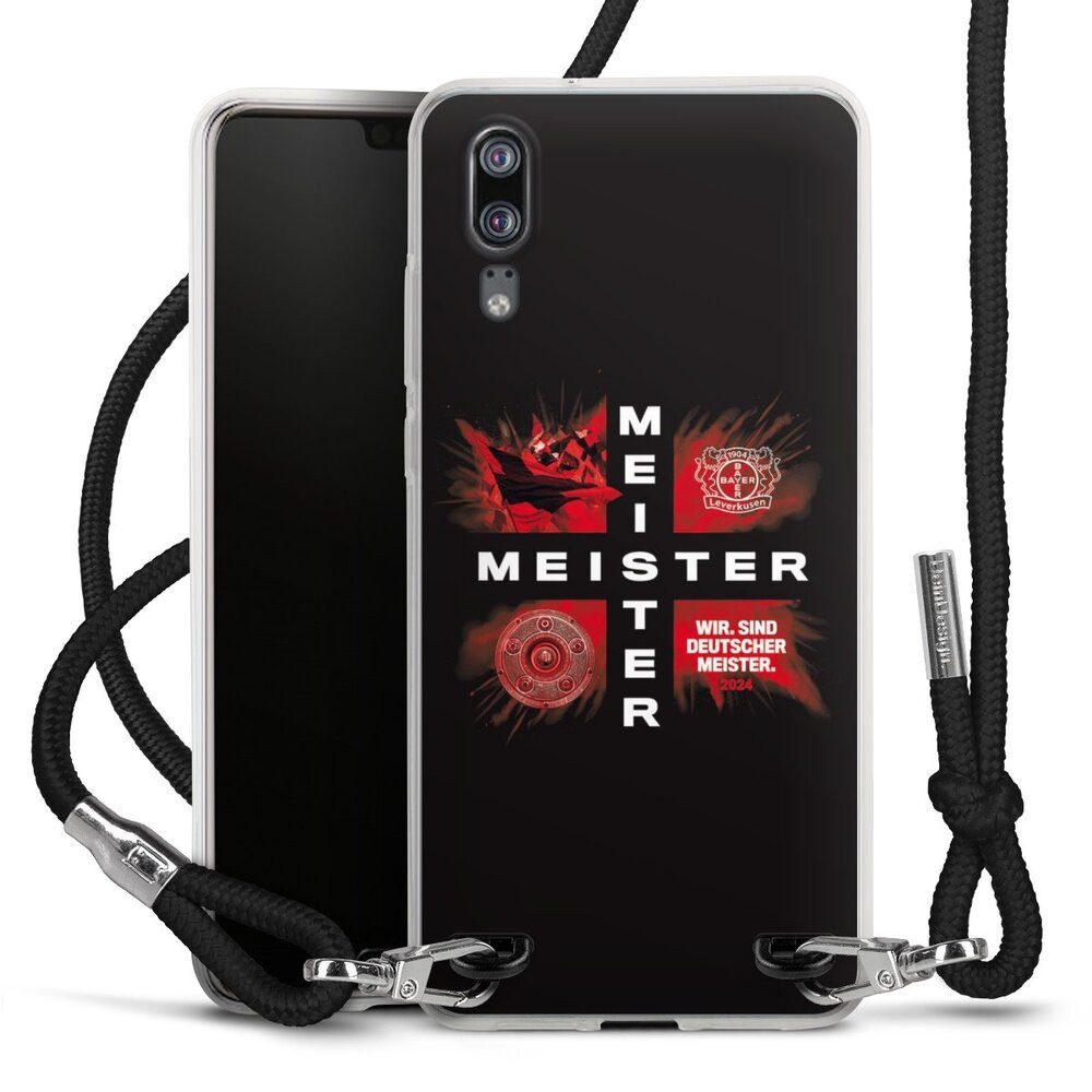 DeinDesign Handyhülle Bayer 04 Leverkusen Meister Offizielles Lizenzprodukt, Huawei P20 Handykette Hülle mit Band Case zum Umhängen Cover mit Kette