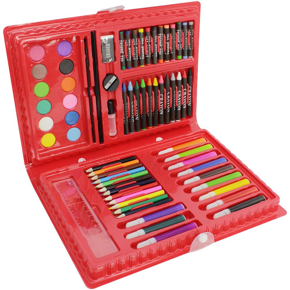 com-four Malstift Malset 68-teilig in praktischer Tragebox, (68-tlg), ideal für Schule und Kindergarten