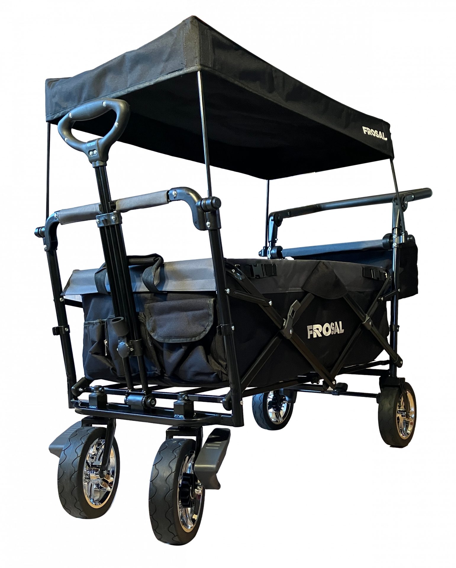 Frosal Bollerwagen Loki mit Sonnendach und Schiebegriff faltbar, faltbar schwarz
