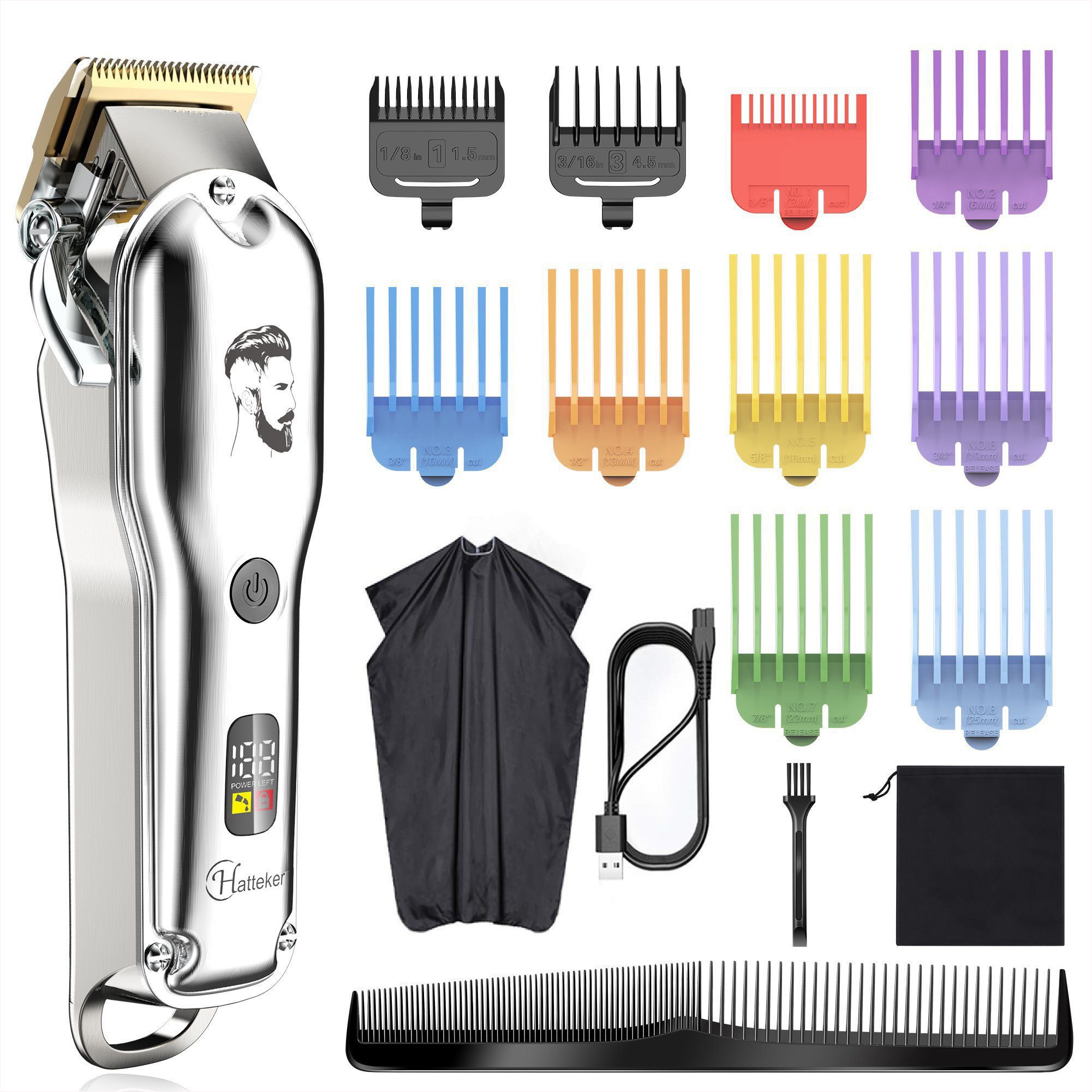 HATTEKER Haarschneider RFC696B, Bartschneider Wasserdicht Akku/Netz