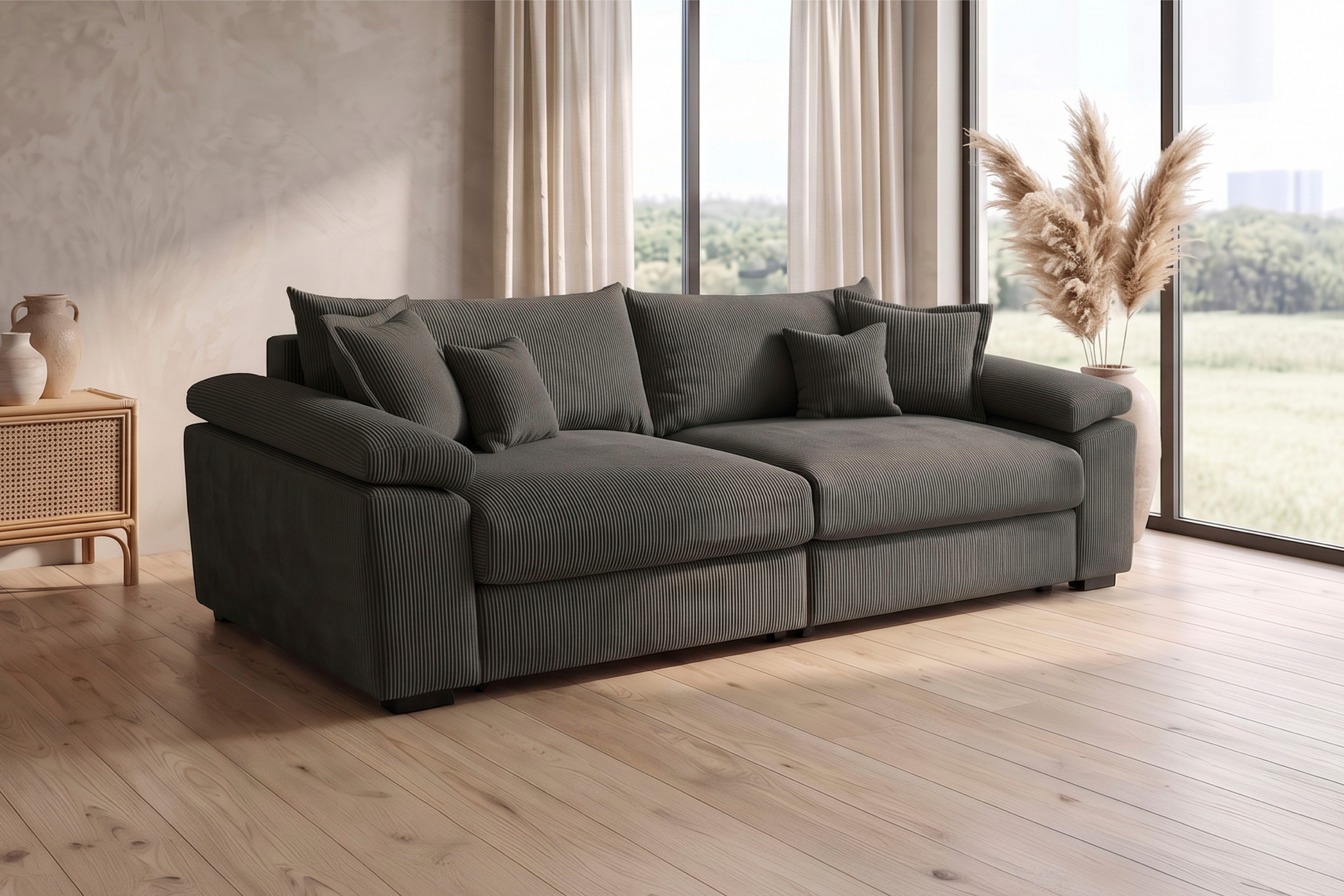 OTTO home Big-Sofa Soft&Cosy XL, B: 246 cm - OTTO. Verlässliche Qualität., Mega-Sofa, Cord oder Chenille-Struktur, mit Federkern & 4 Zierkissen – Bild 2 von 5