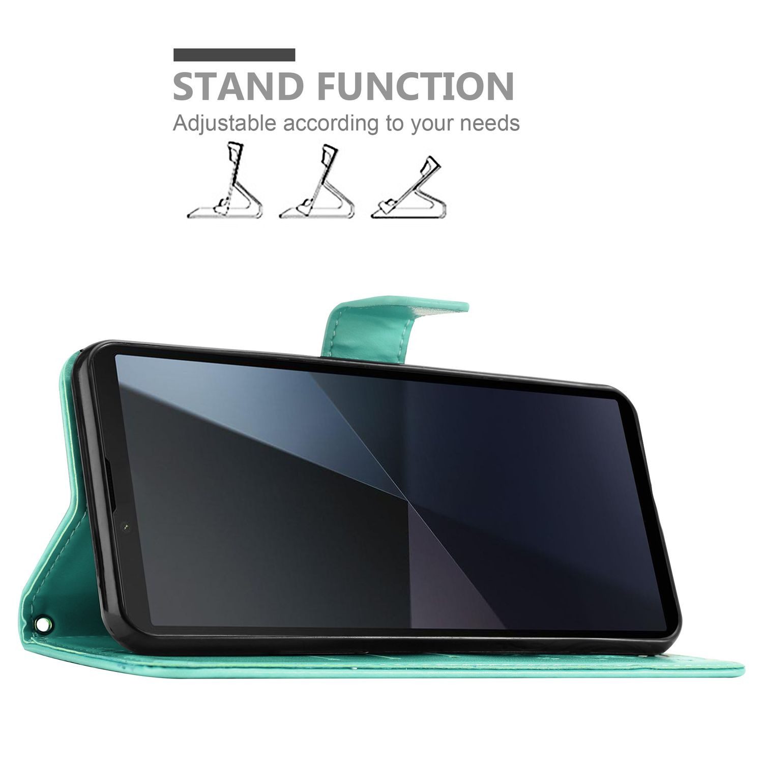 Cadorabo Handyhülle für Sony Xperia 10 VI Hülle Sony Xperia 10 VI, Hülle Schutzhülle Blumen Flower mit Standfunktion Kartenfach Magnet